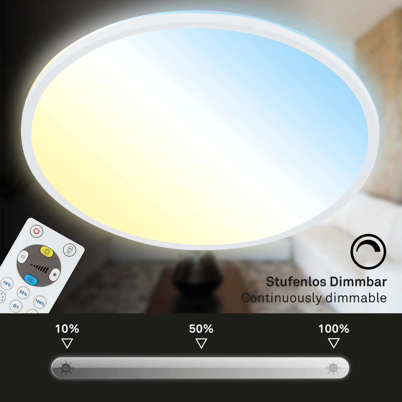 SLIM CCT LED Panel, Ø 29,3 cm, 18 W, Weiß