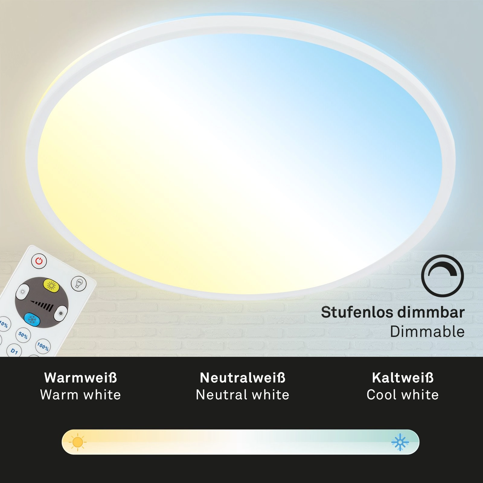 SLIM CCT LED Panel, Ø 29,3 cm, 18 W, Weiß