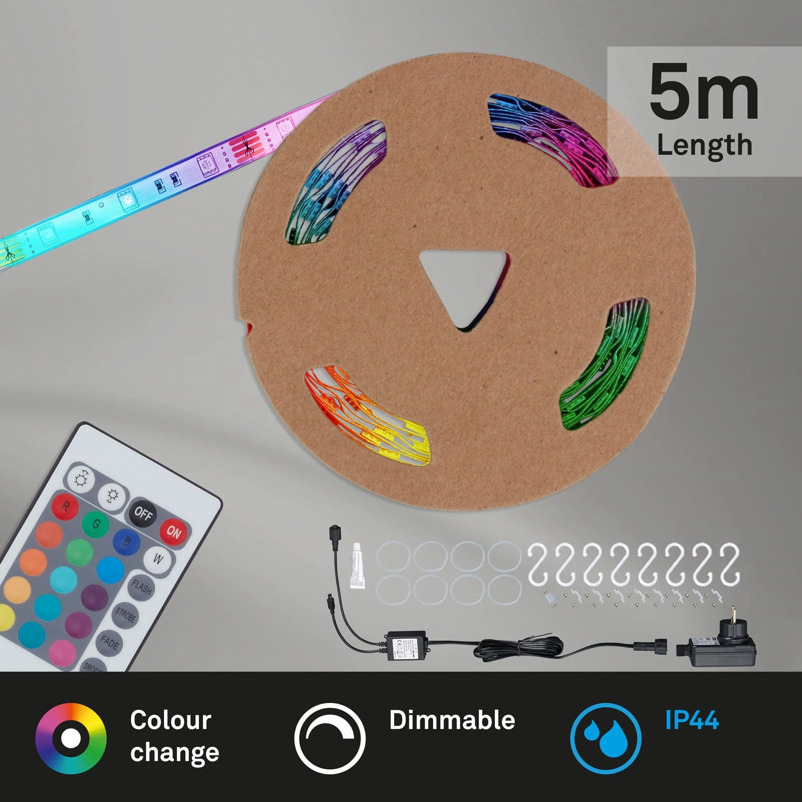RGB LED Streifen, 5 Meter, 24 W, Weiß