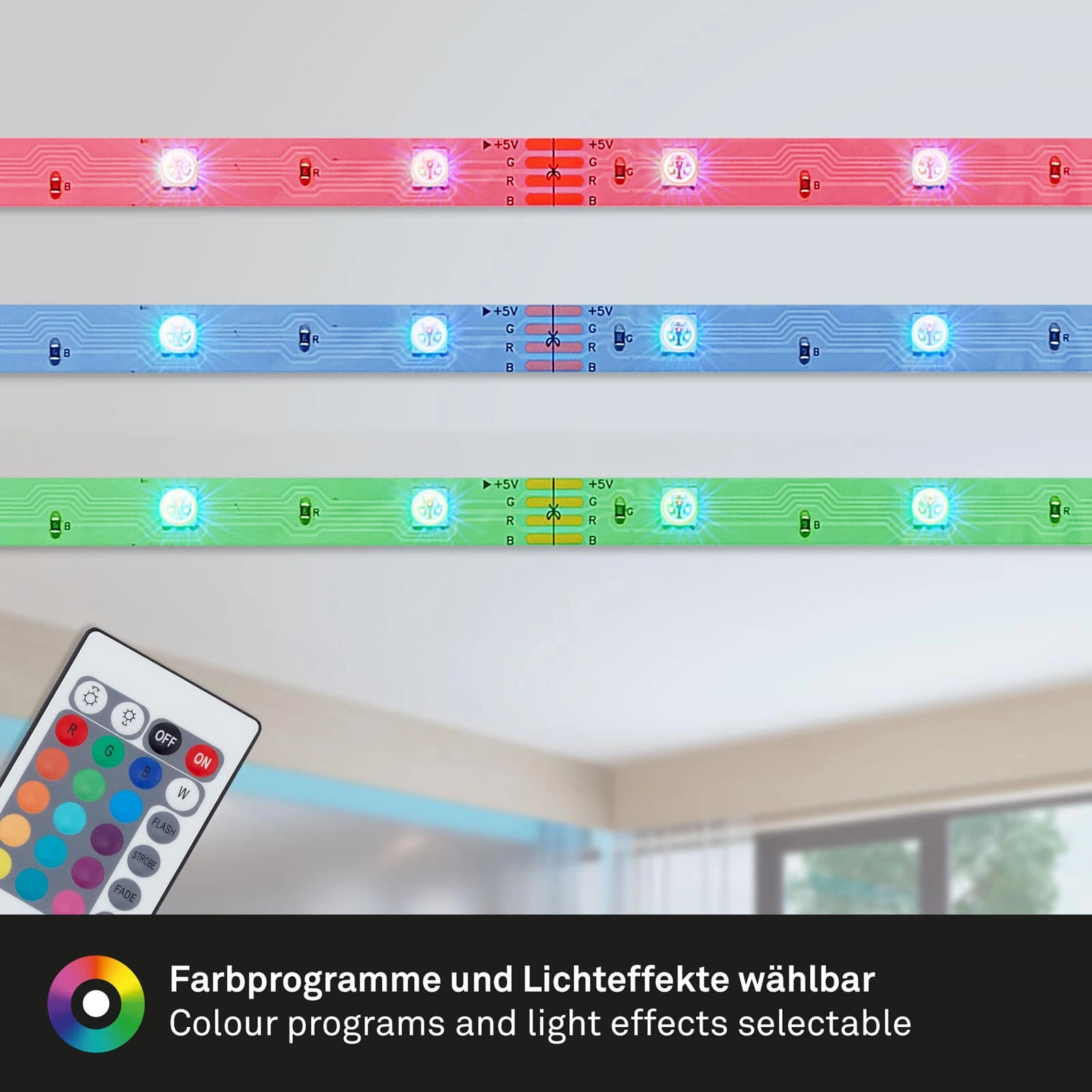 RGB LED Streifen, 5 Meter, 24 W, Weiß