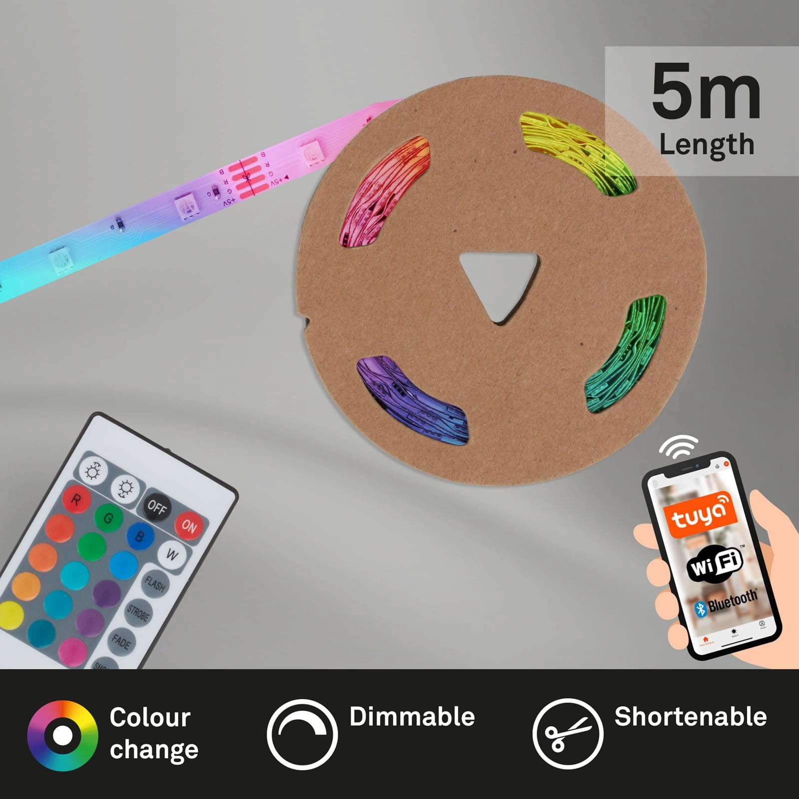 WIFI RGB LED Streifen, 5 Meter, 0,1 W, Weiß