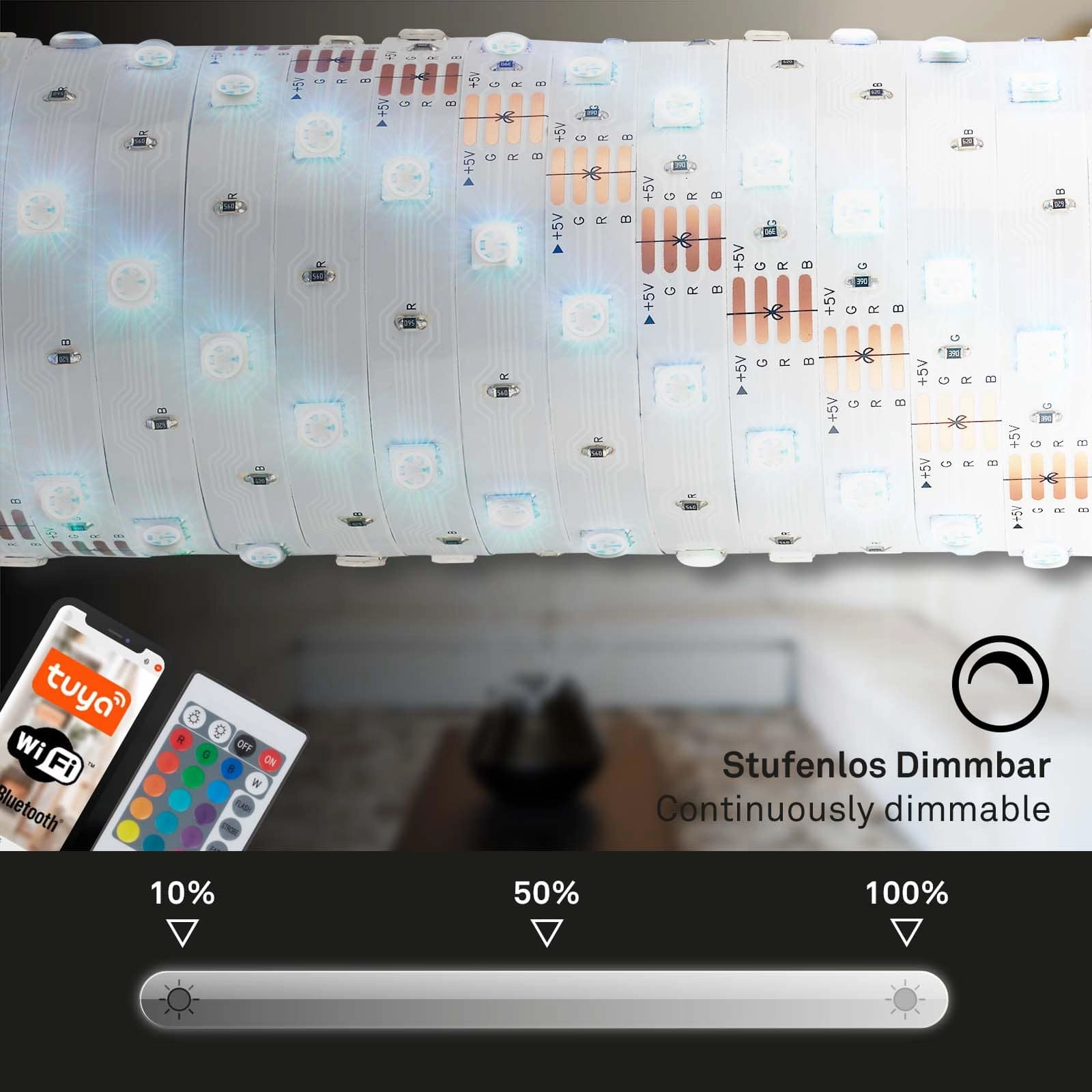 WIFI RGB LED Streifen, 5 Meter, 0,1 W, Weiß