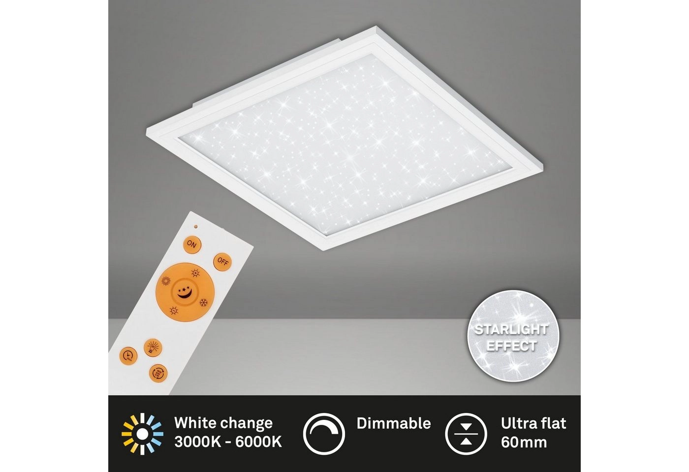 STERNENHIMMEL LED Panel, 45 cm, 2400 LUMEN, 24 WATT, Weiß