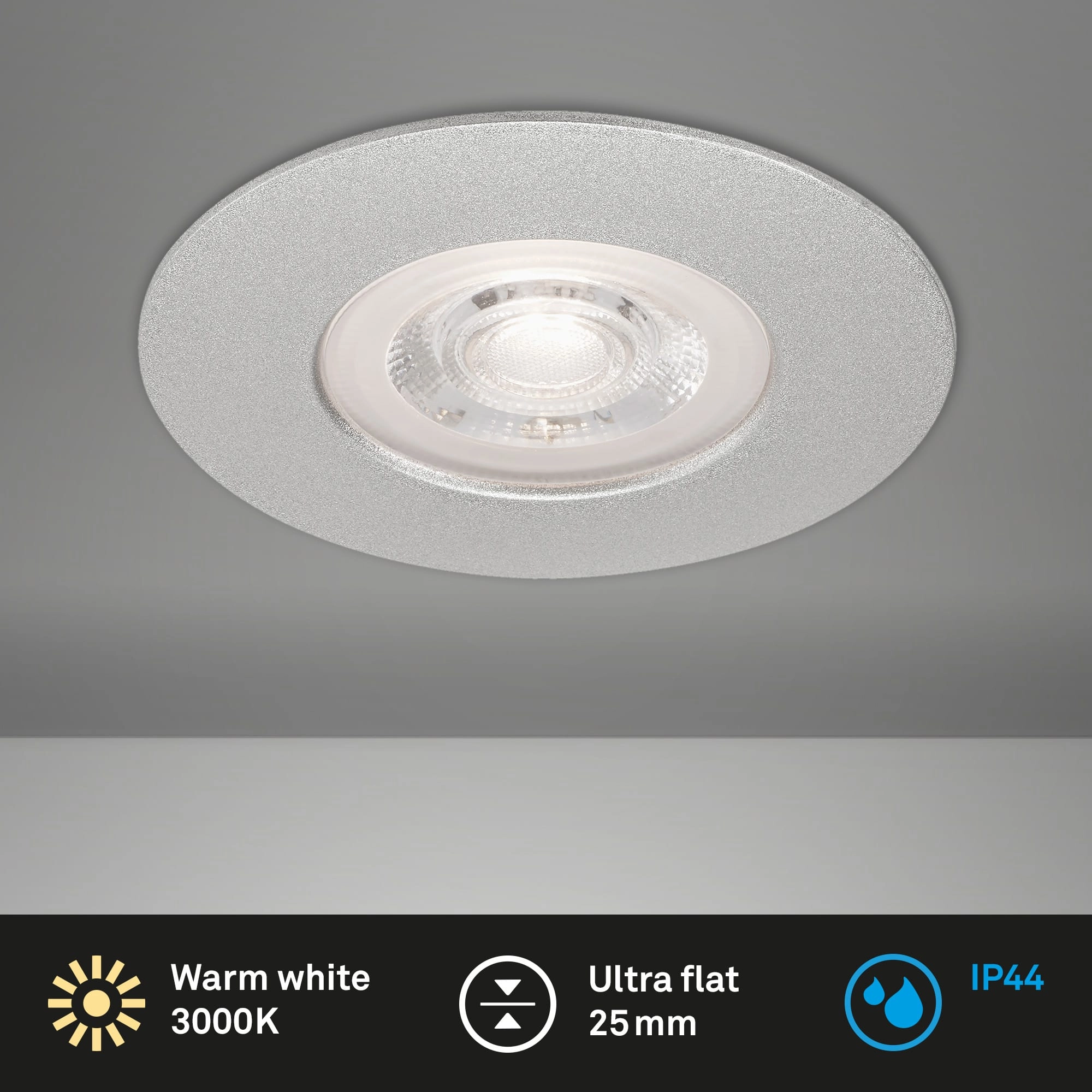 LED Einbauleuchte, Ø 9 cm, 5 W, Chrom-Matt