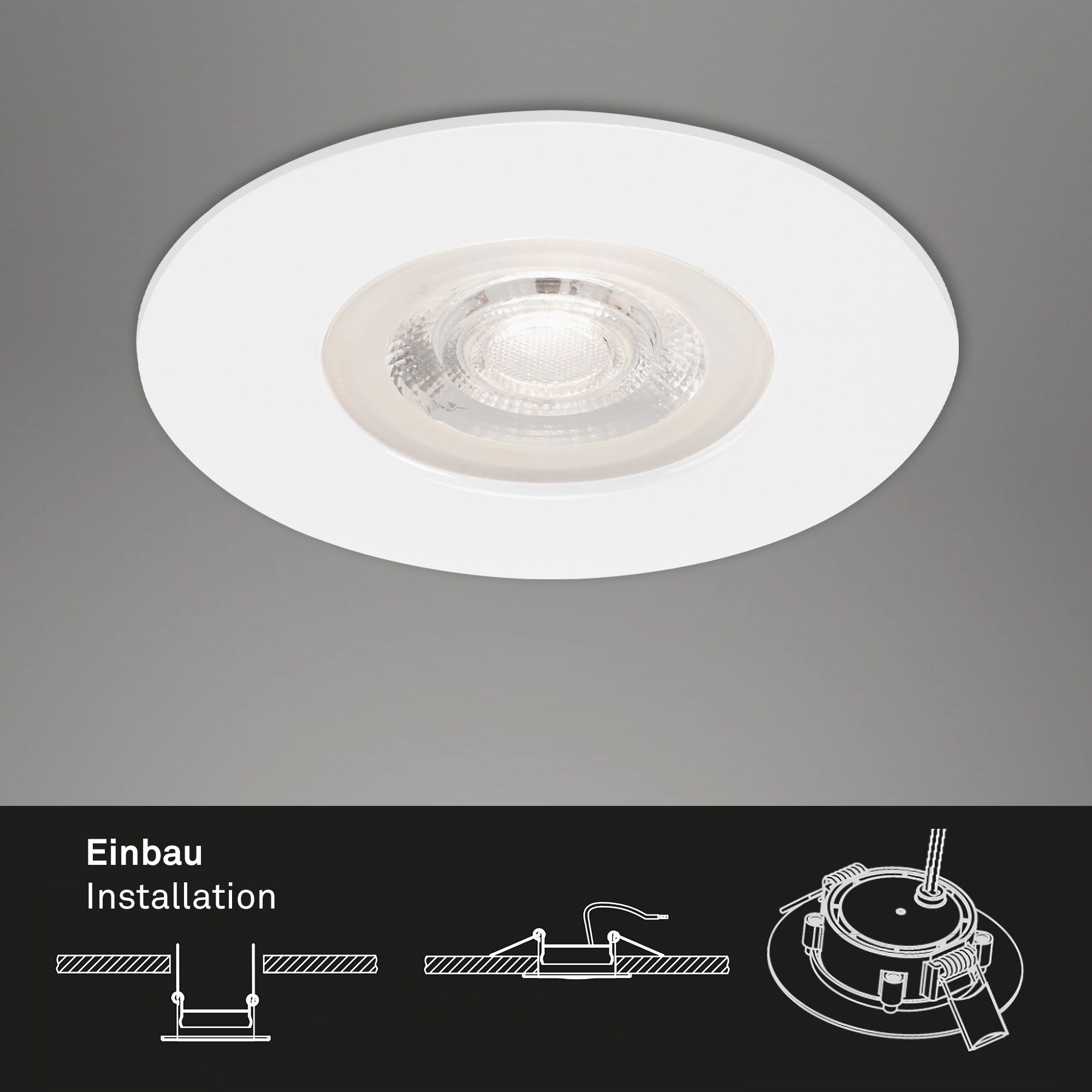 LED Einbauleuchte, Ø 9 cm, 5 W, Weiß