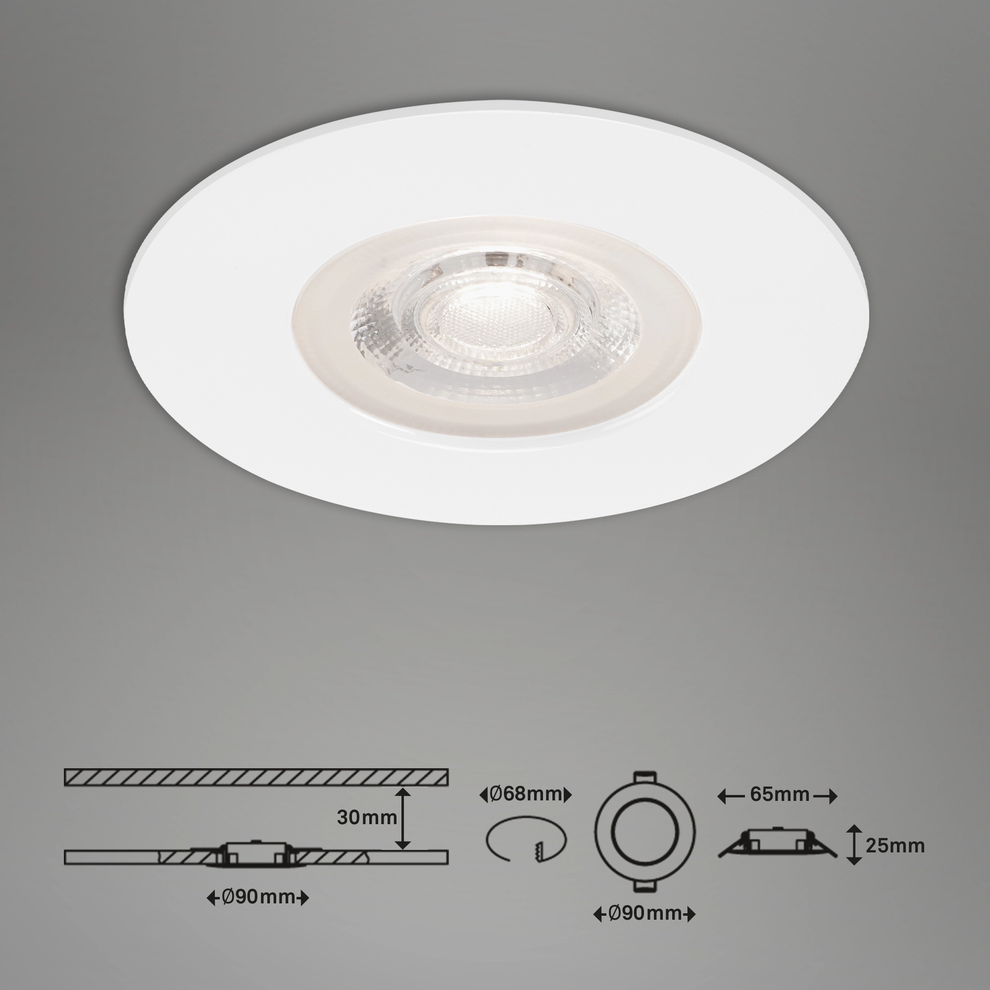 LED Einbauleuchte, Ø 9 cm, 5 W, Weiß