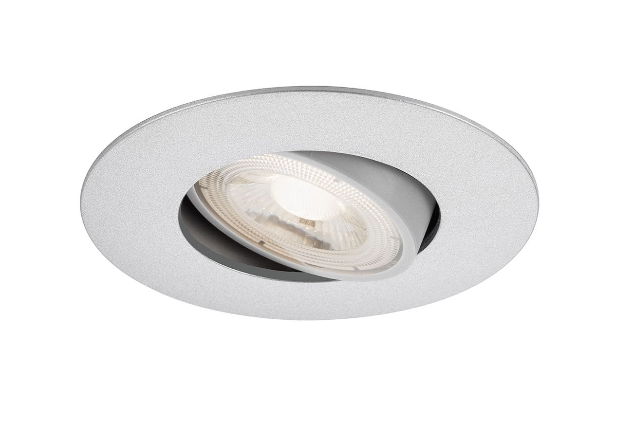 Ultraflache LED Einbauleuchte, Ø 9 cm, 5 W, Chrom-Matt