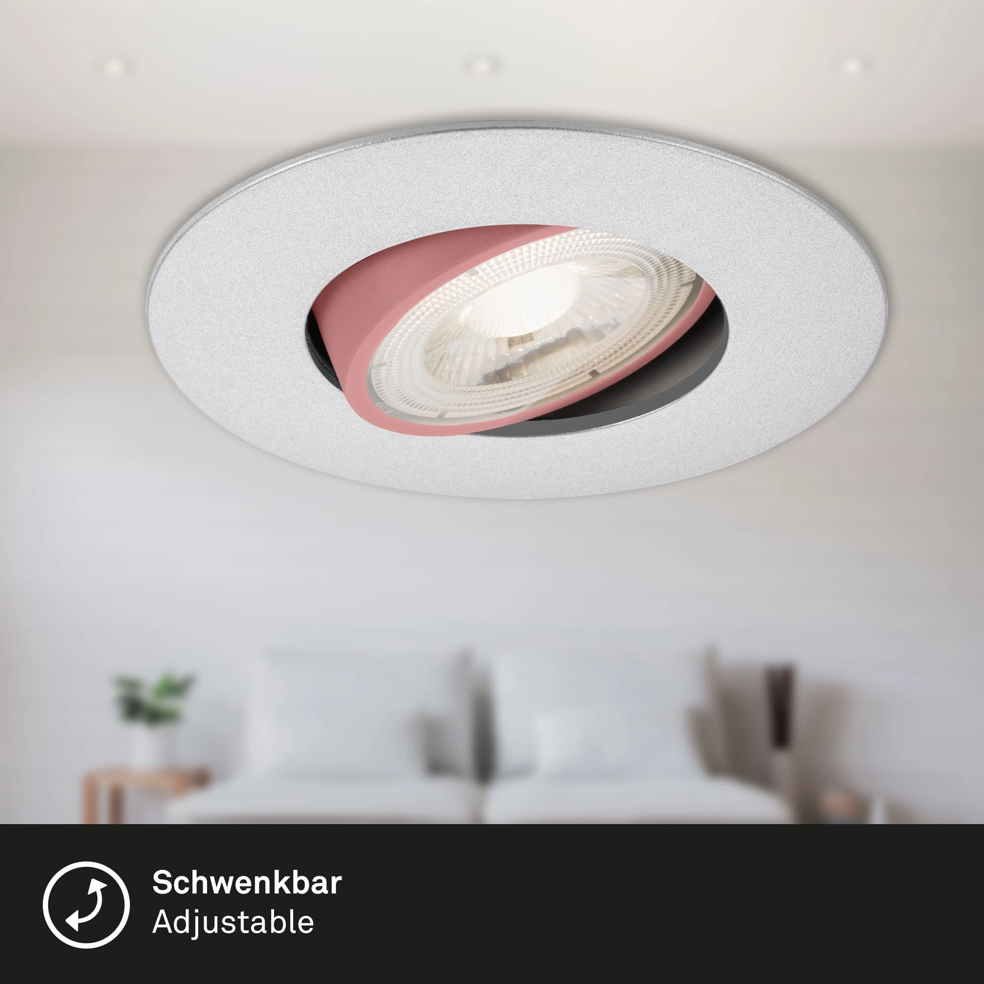 Ultraflache LED Einbauleuchte, Ø 9 cm, 5 W, Chrom-Matt