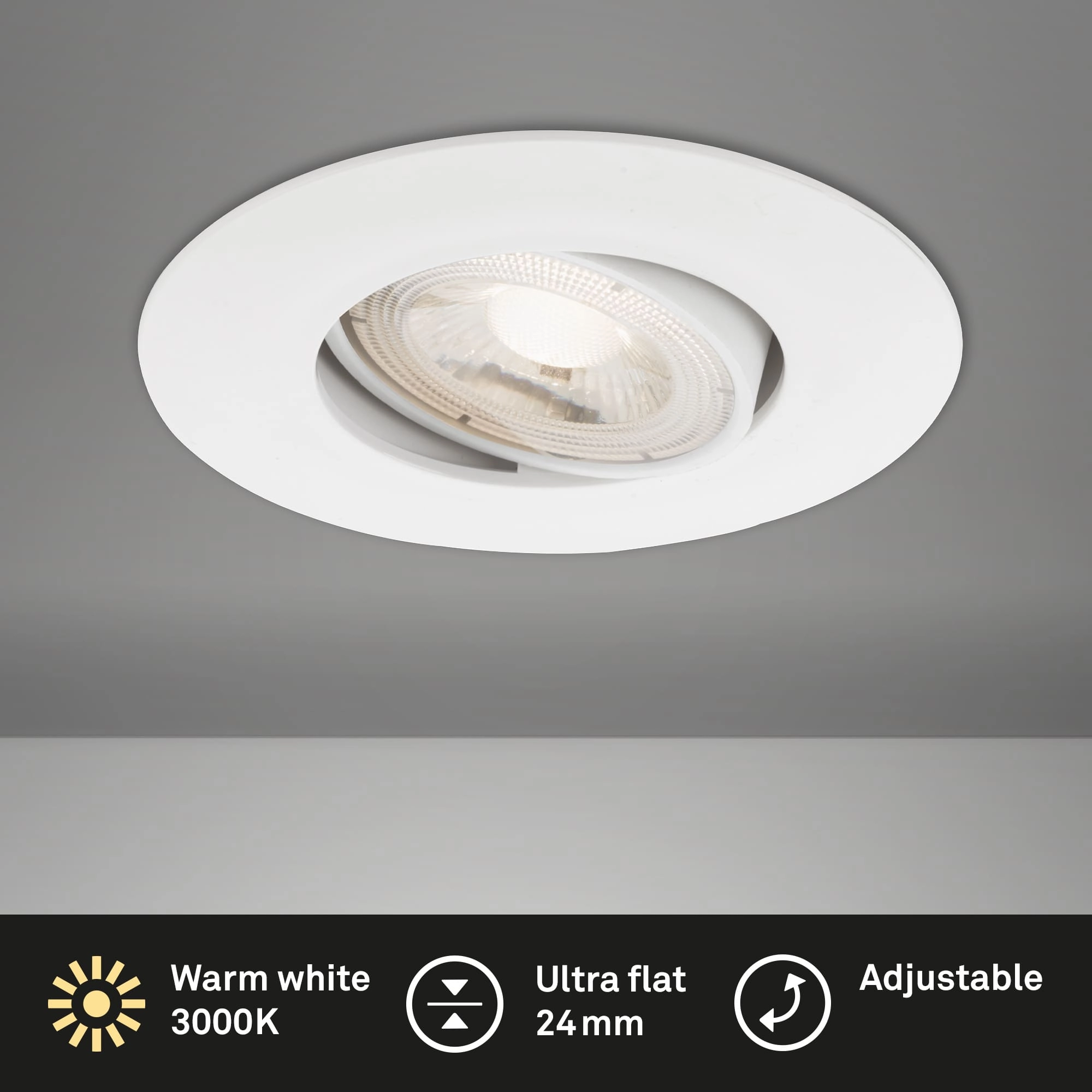 Ultraflache LED Einbauleuchte, Ø 9 cm, 4,9 W, Weiß