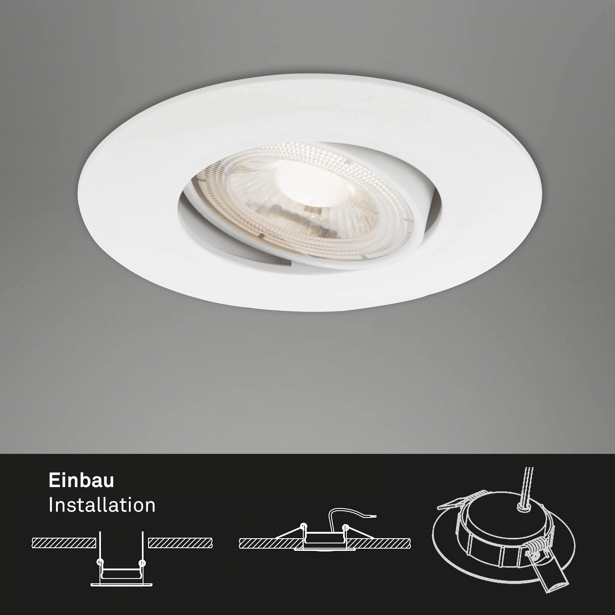 Ultraflache LED Einbauleuchte, Ø 9 cm, 4,9 W, Weiß