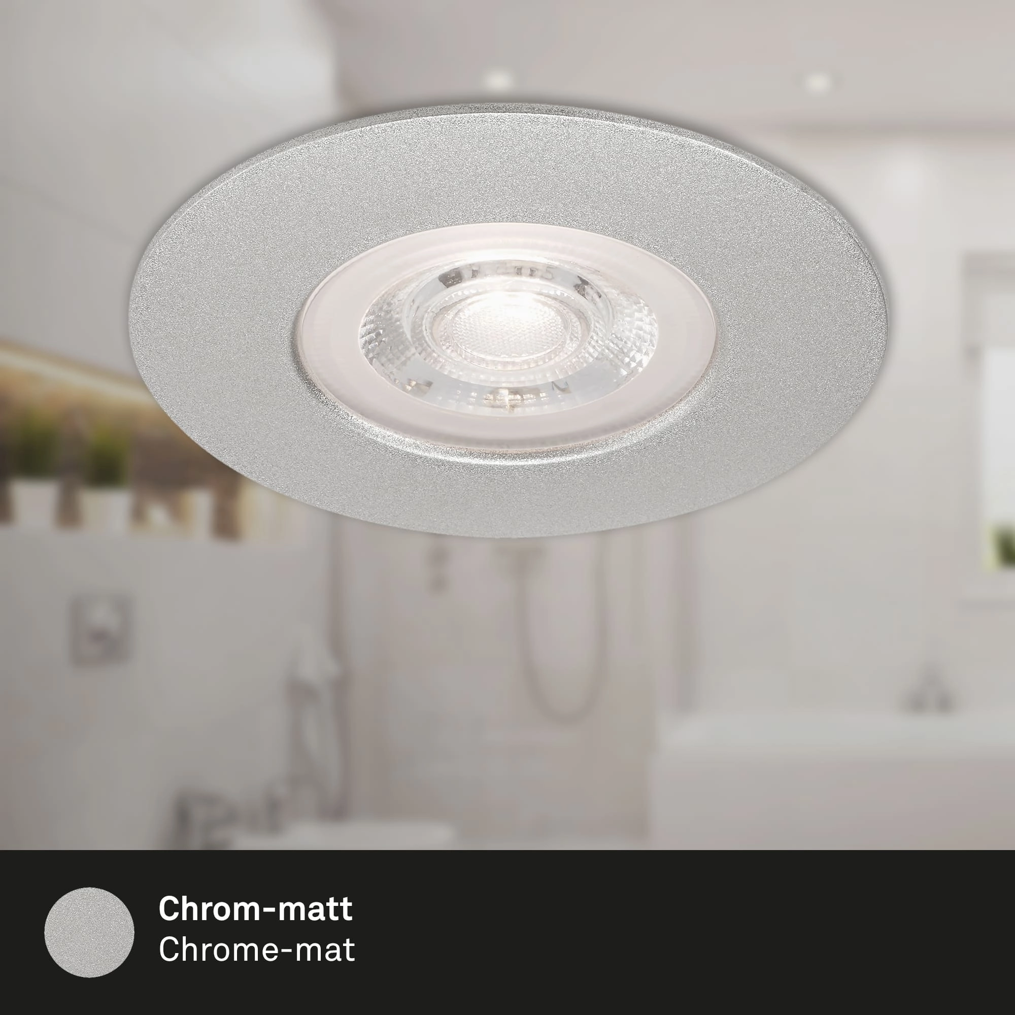 LED Einbauleuchte, Ø 9 cm, 5 W, Chrom-Matt
