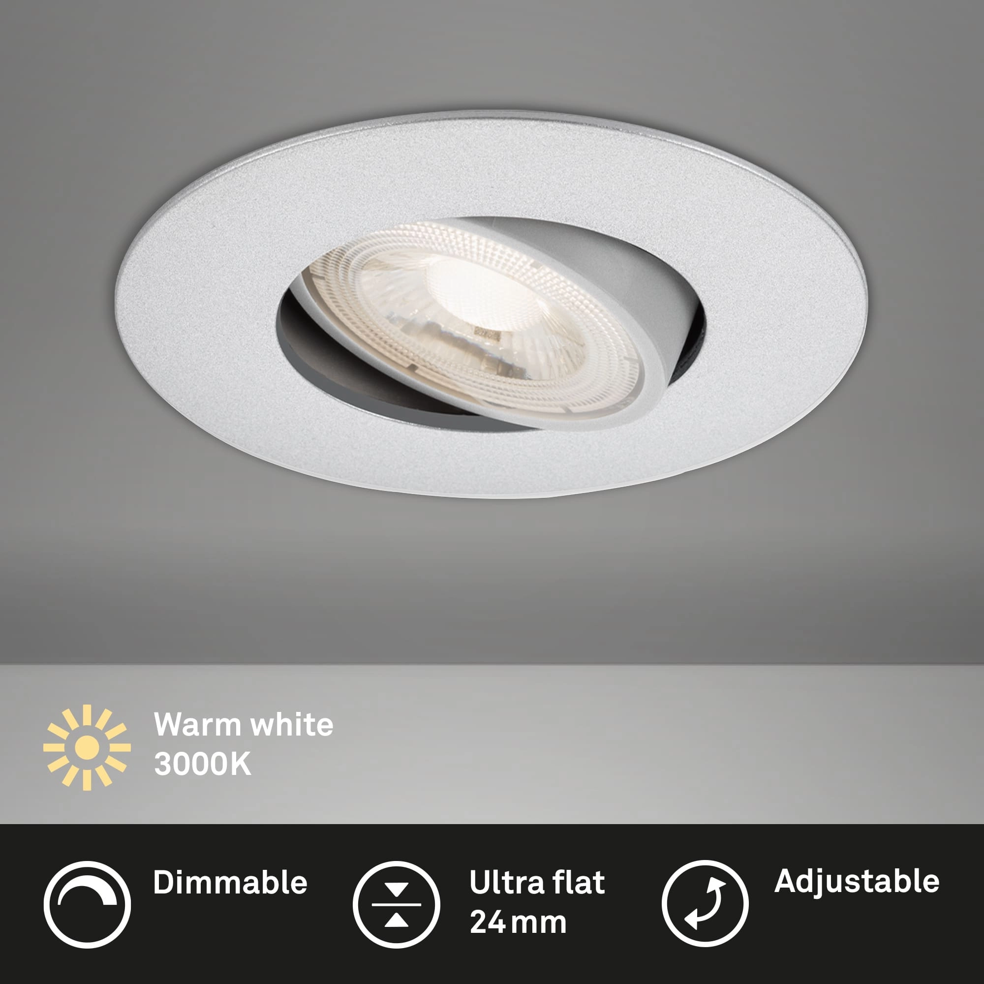 LED Einbauleuchte, Ø 9 cm, 5 W, Chrom-Matt