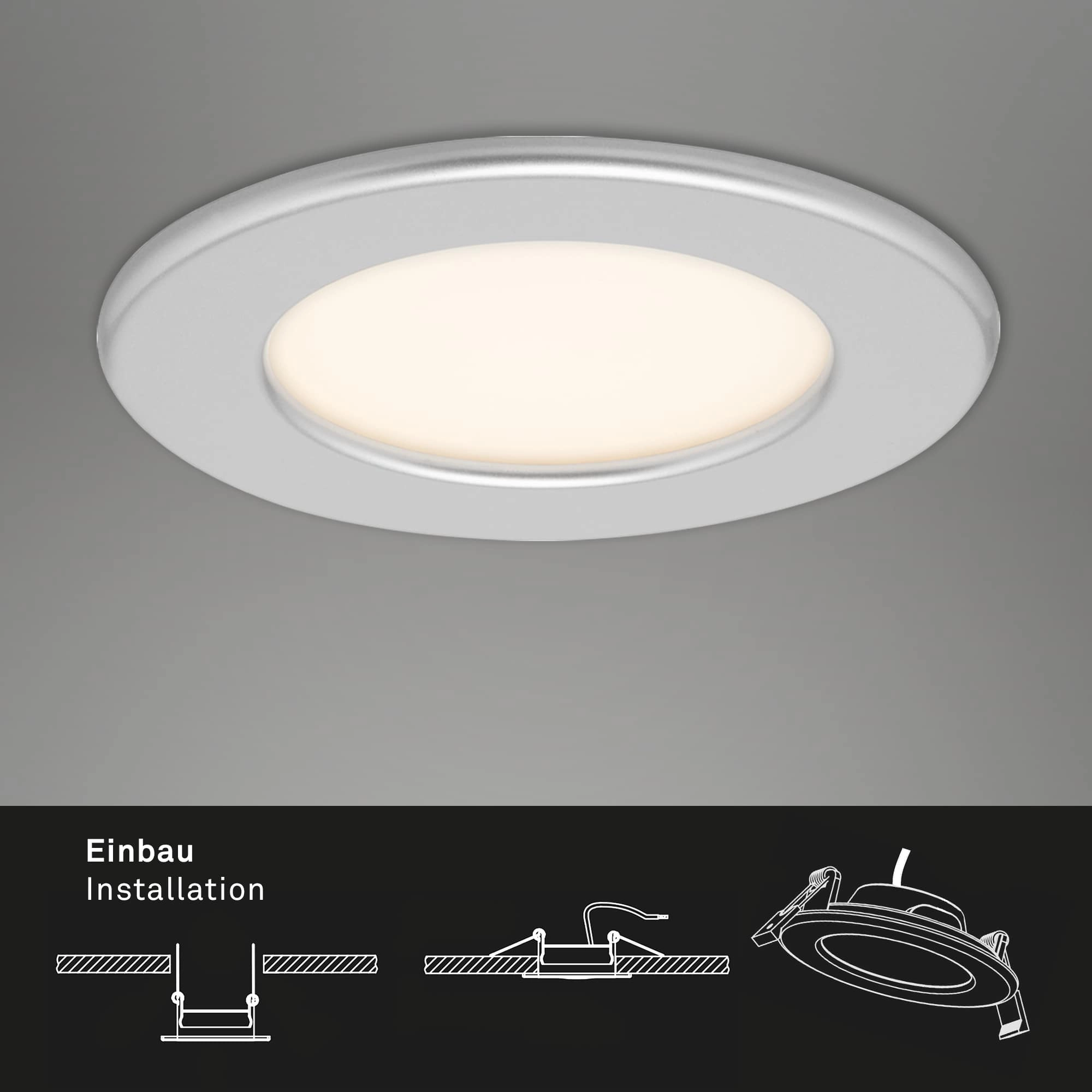 LED Einbauleuchte, Ø 11,5 cm, 6 W, Chrom-Matt