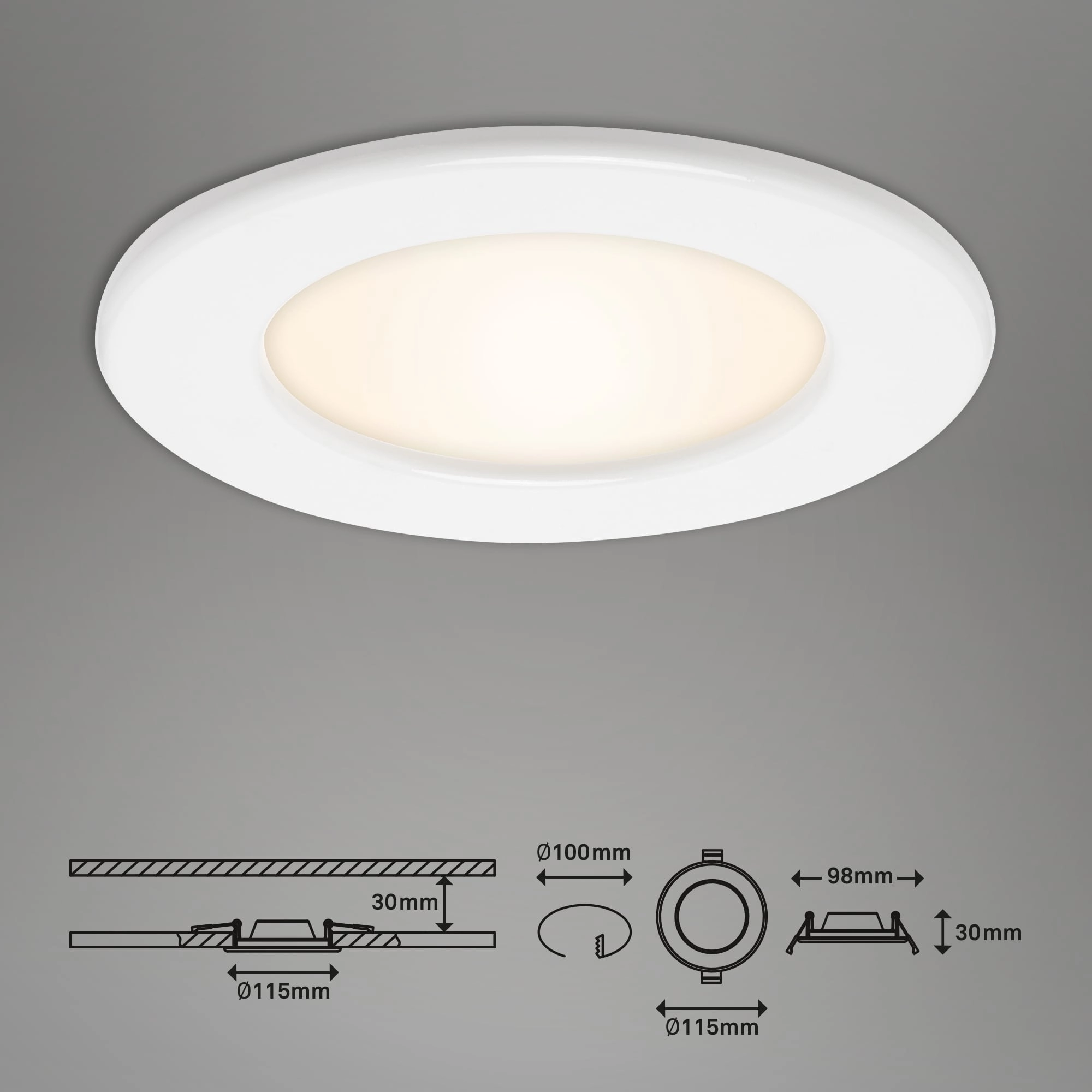 LED Einbauleuchte, Ø 11,5 cm, 6 W, Weiß