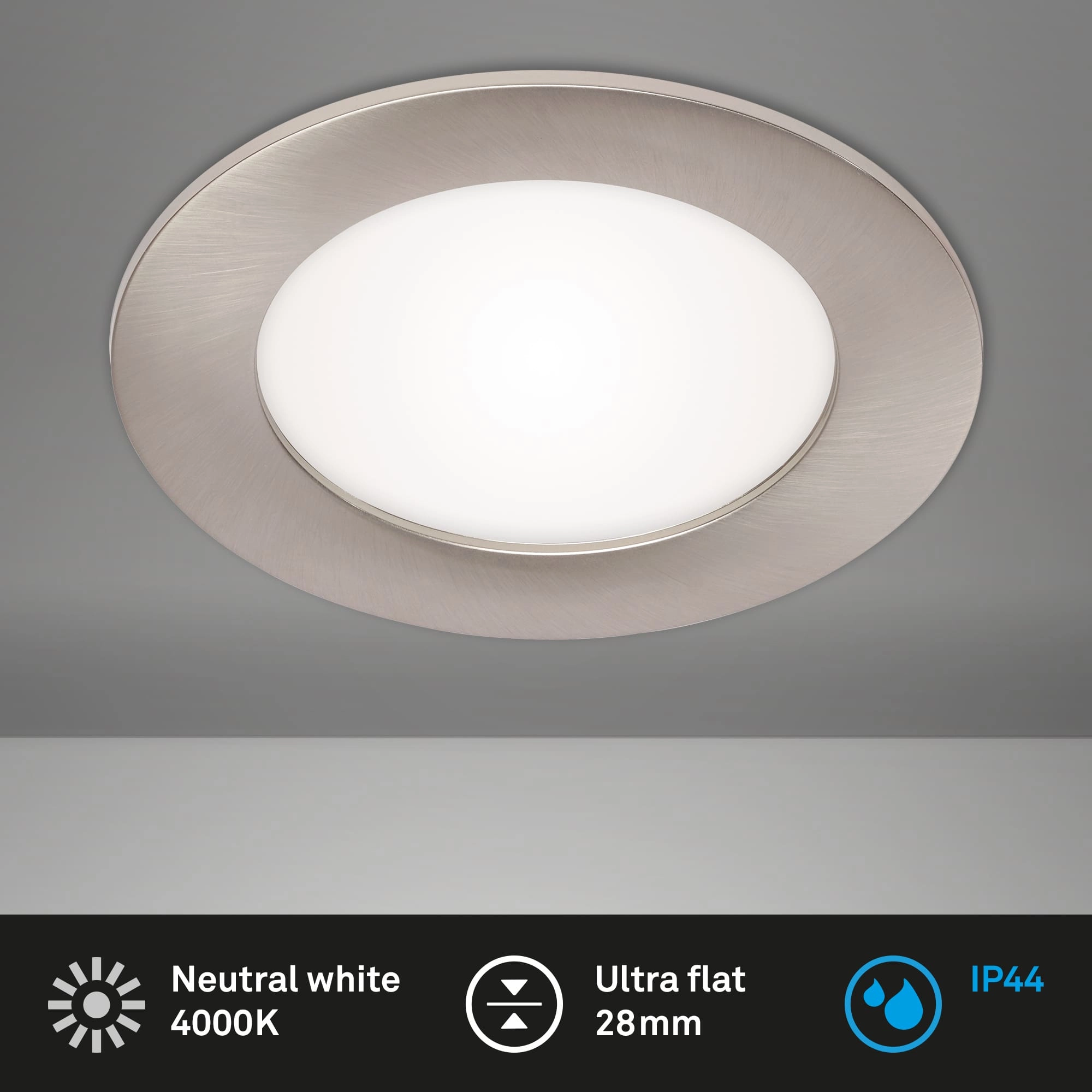 LED Einbauleuchte, Ø 12 cm, 7 W, Matt-Nickel
