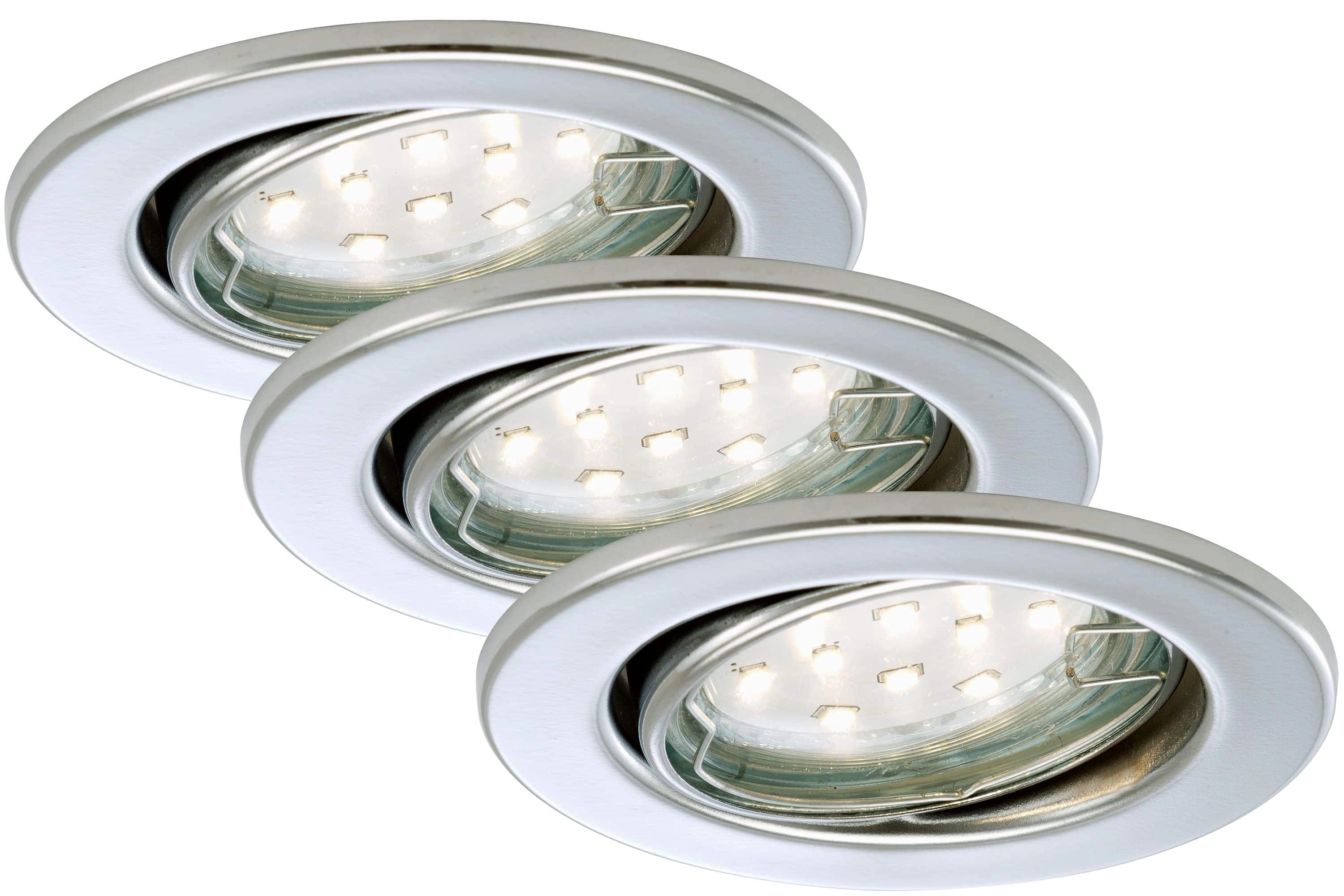 3er Set LED Einbauleuchte, Ø 8,6 cm, 3 W, Chrom