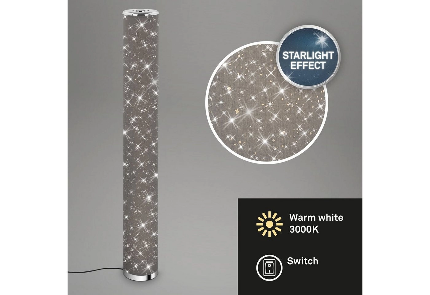 STERNENHIMMEL LED Stehleuchte, 103,5 cm, 12 W, Grau-Chrom