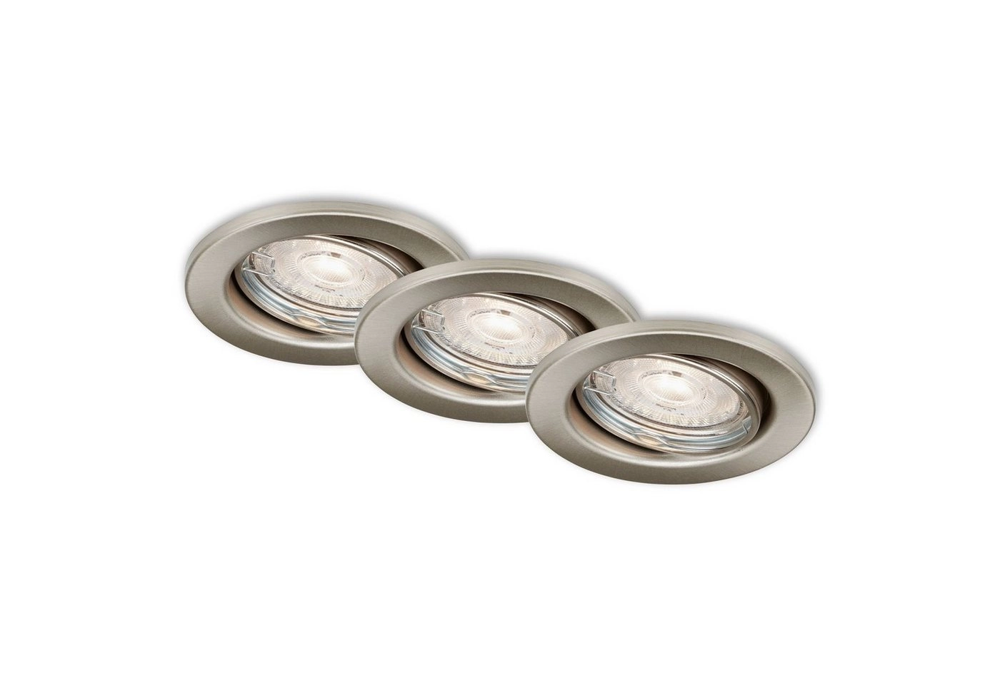 3er Set LED Einbauleuchten, Ø 8,6 cm, 5 W, 460 lm, Matt Nickel
