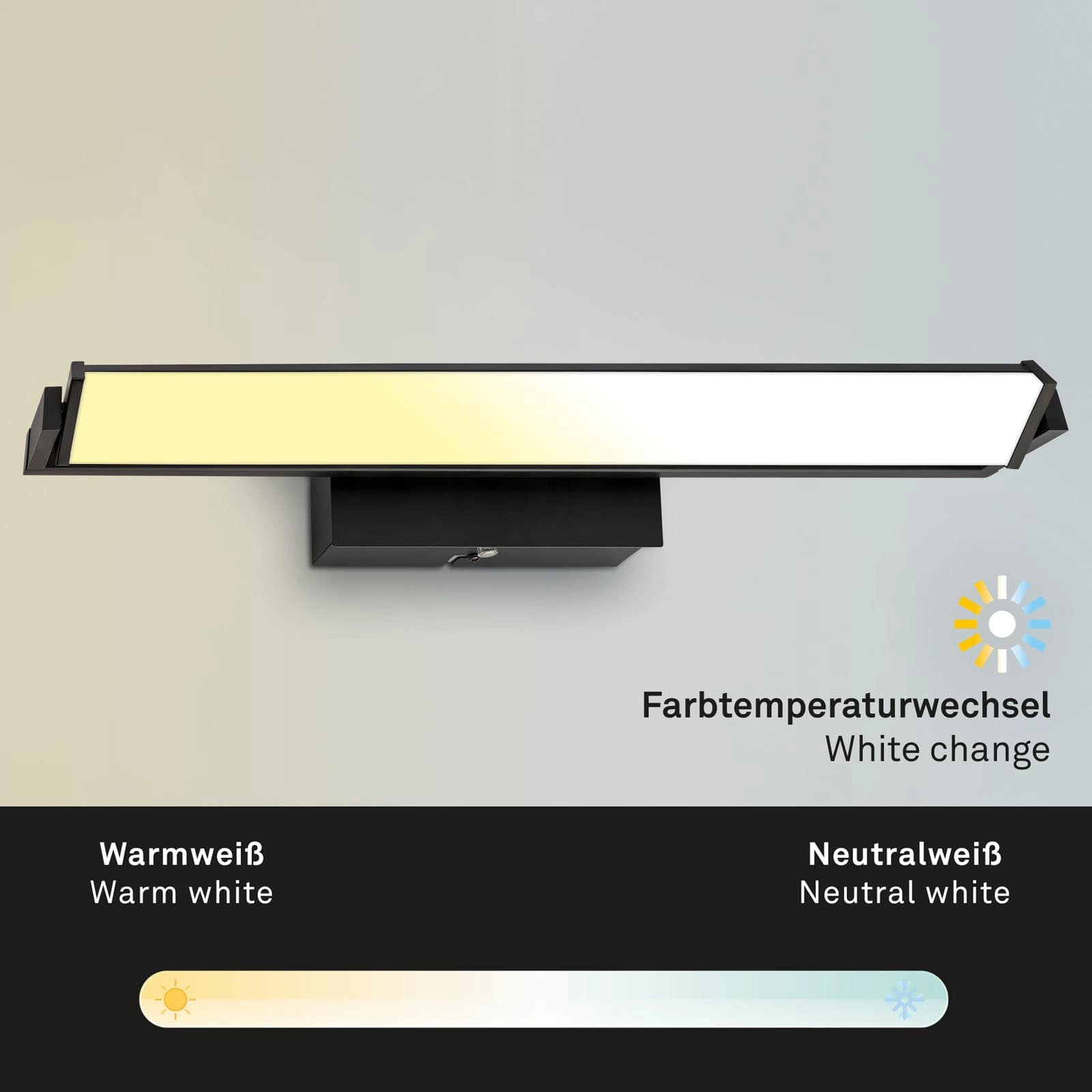 LED Wandleuchte, mit CCT LED Panel, dimmbar 52,5 cm, 15 W, schwarz