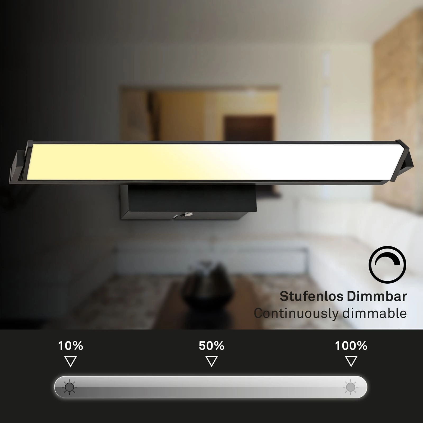 LED Wandleuchte, mit CCT LED Panel, dimmbar 52,5 cm, 15 W, schwarz