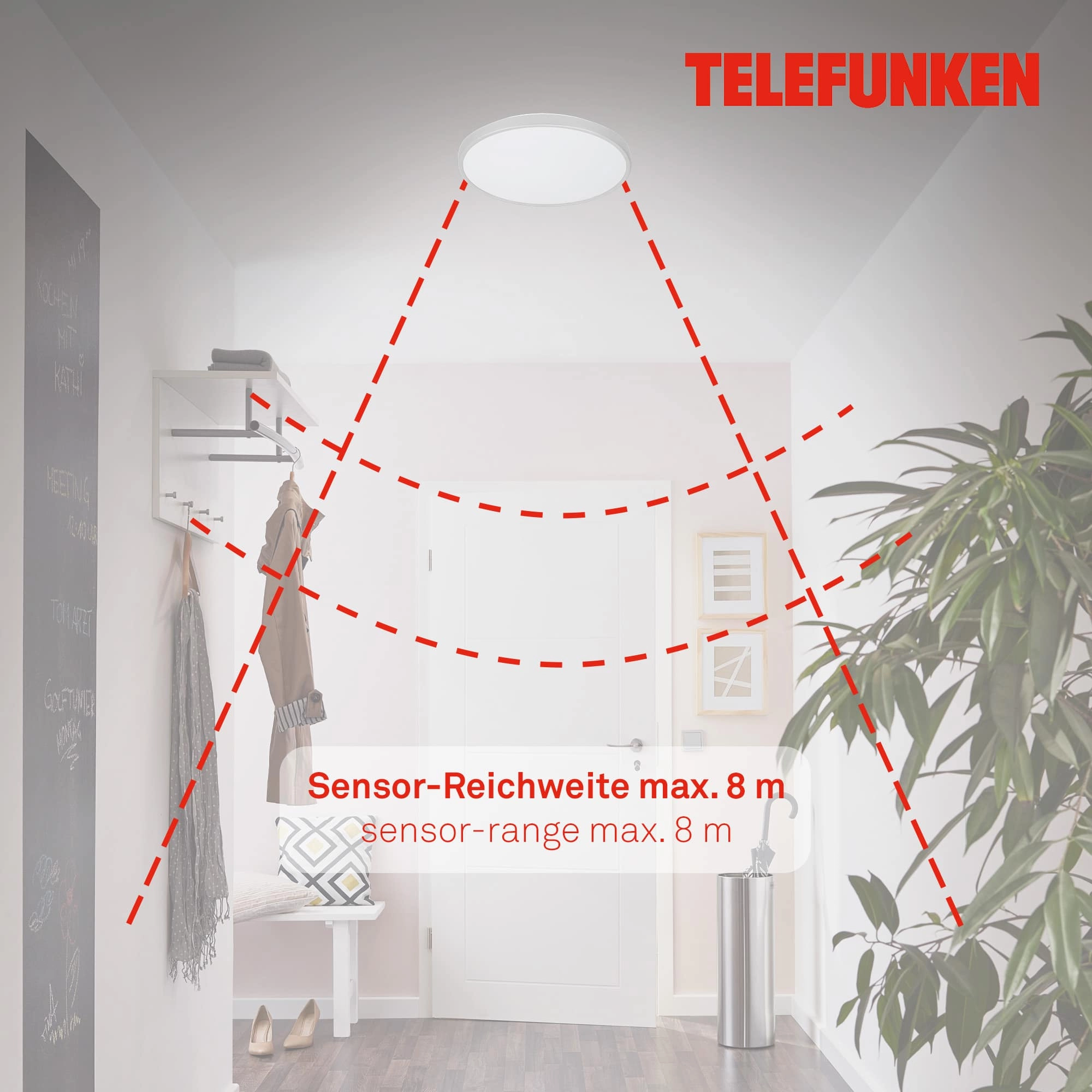 TELEFUNKEN Sensor LED Deckenleuchte, Ø 29 cm, 12 W, Weiß-Titan