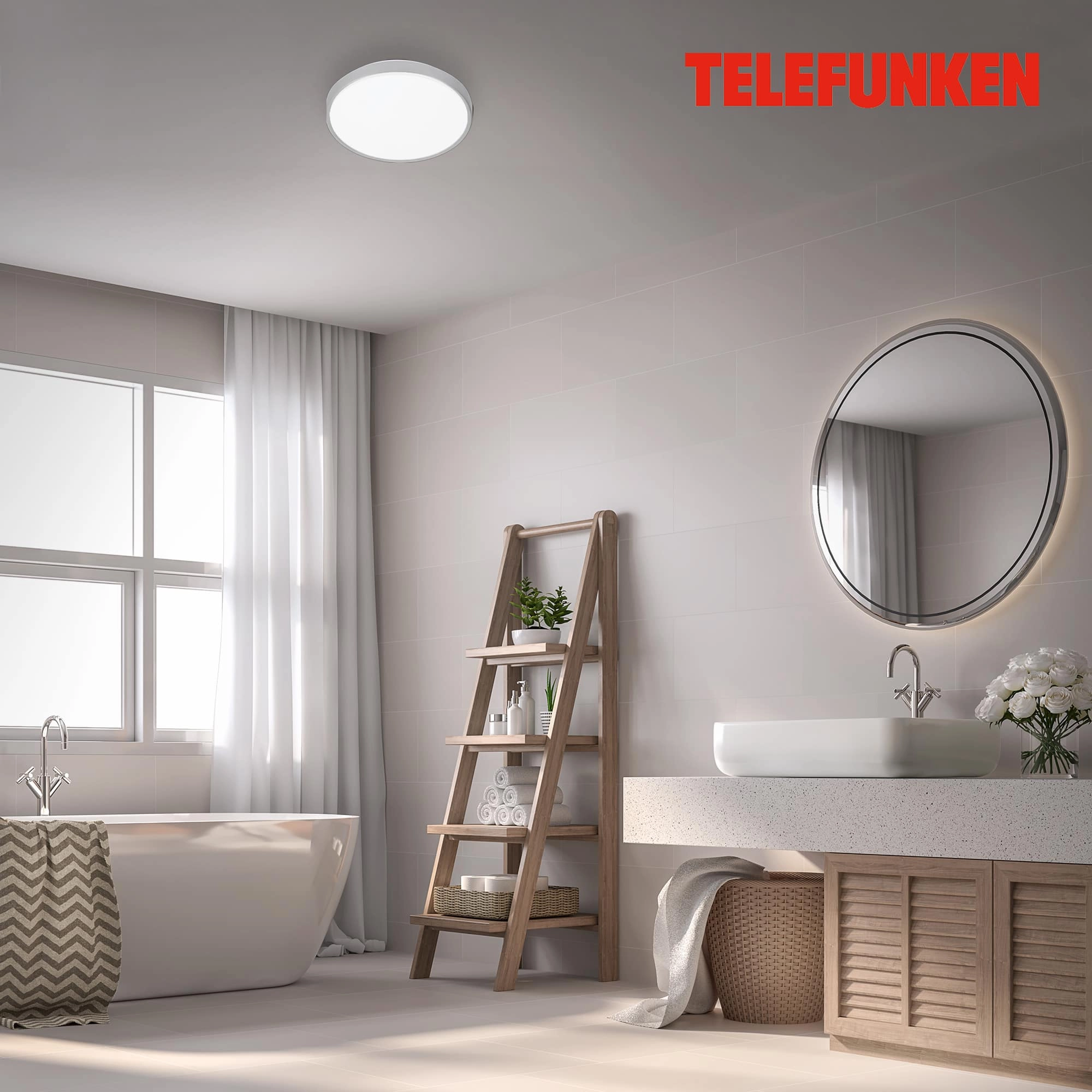 TELEFUNKEN Sensor LED Deckenleuchte, Ø 29 cm, 12 W, Weiß-Titan
