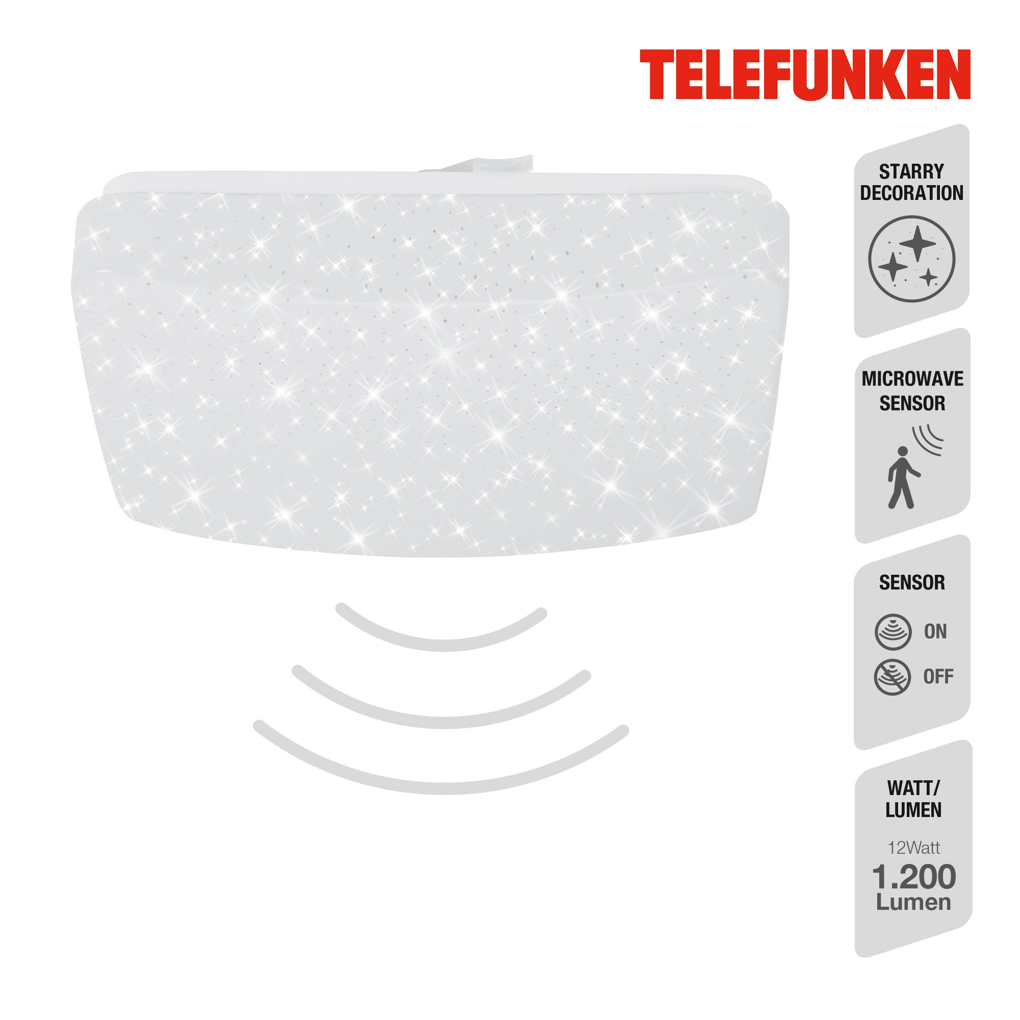 TELEFUNKEN Sensor LED Deckenleuchte, 27 cm, 12 W, Weiß