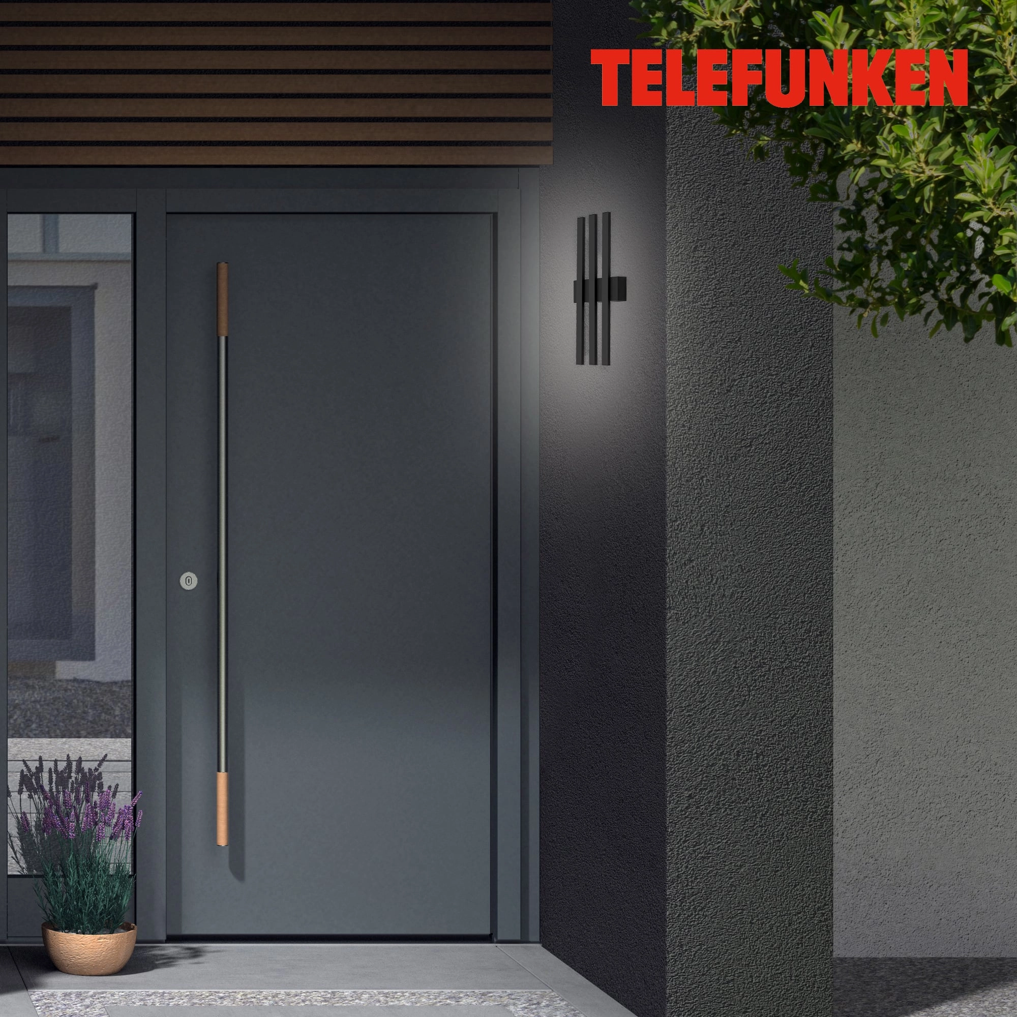 TELEFUNKEN LED Außenwandleuchte, 37 cm, 12 W, Schwarz