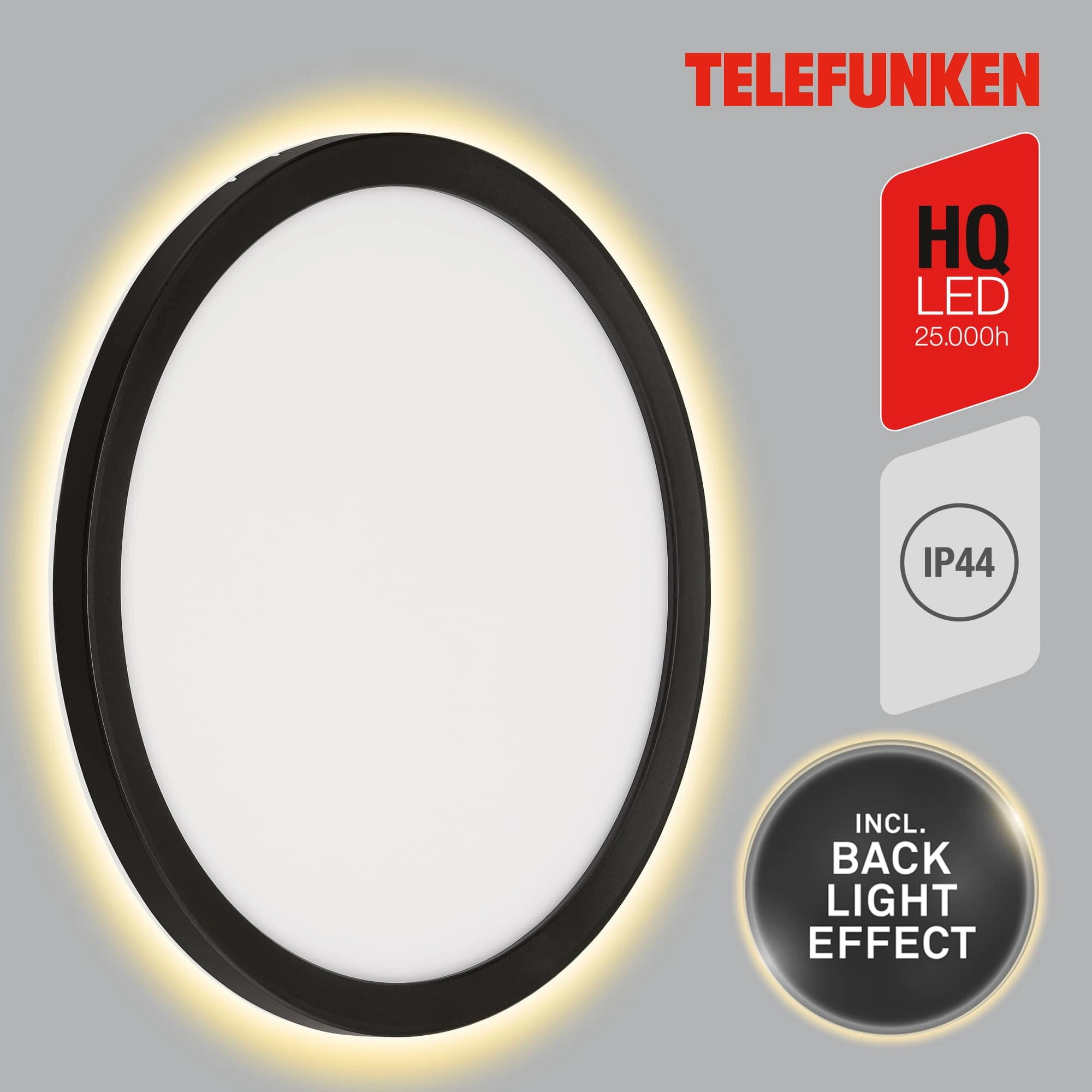 TELEFUNKEN LED Außenwandleuchte, Ø 28 cm, 15 W, Schwarz