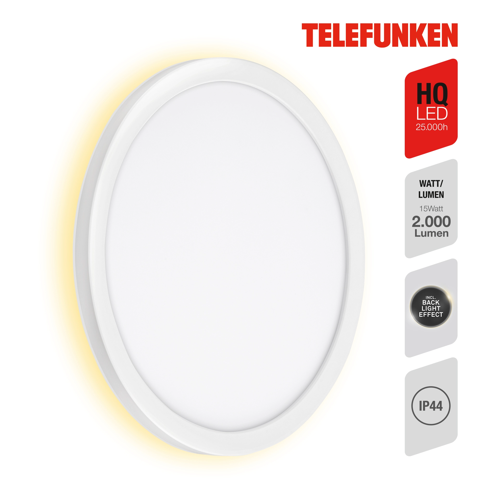 TELEFUNKEN LED Außenwandleuchte, Ø 28 cm, 15 W, Weiß
