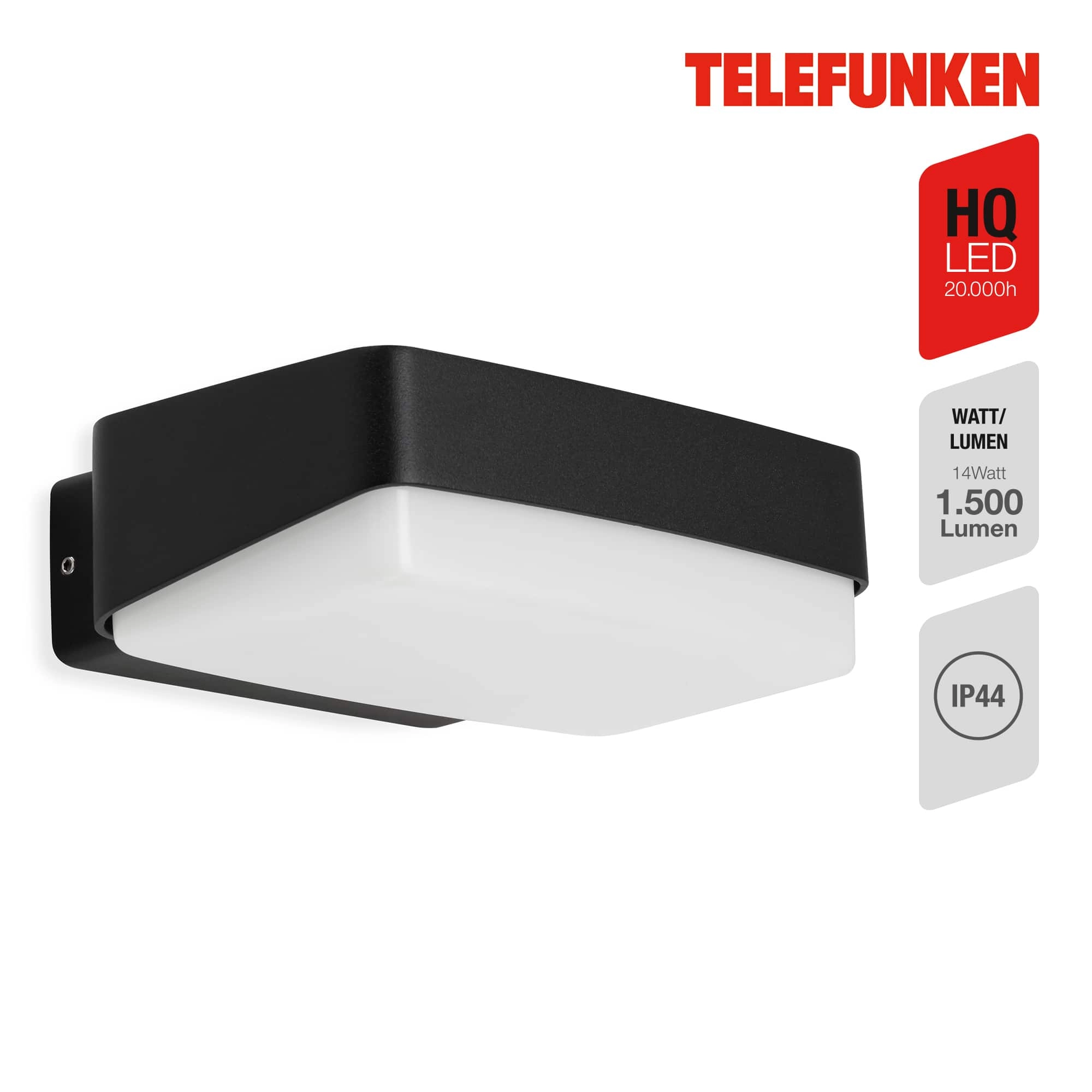 TELEFUNKEN LED Außenwandleuchte, 18,2 cm, 14 W, Schwarz