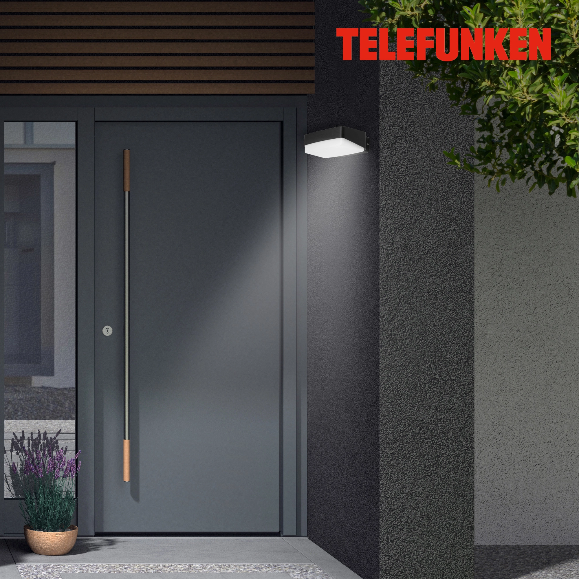 TELEFUNKEN LED Außenwandleuchte, 18,2 cm, 14 W, Schwarz