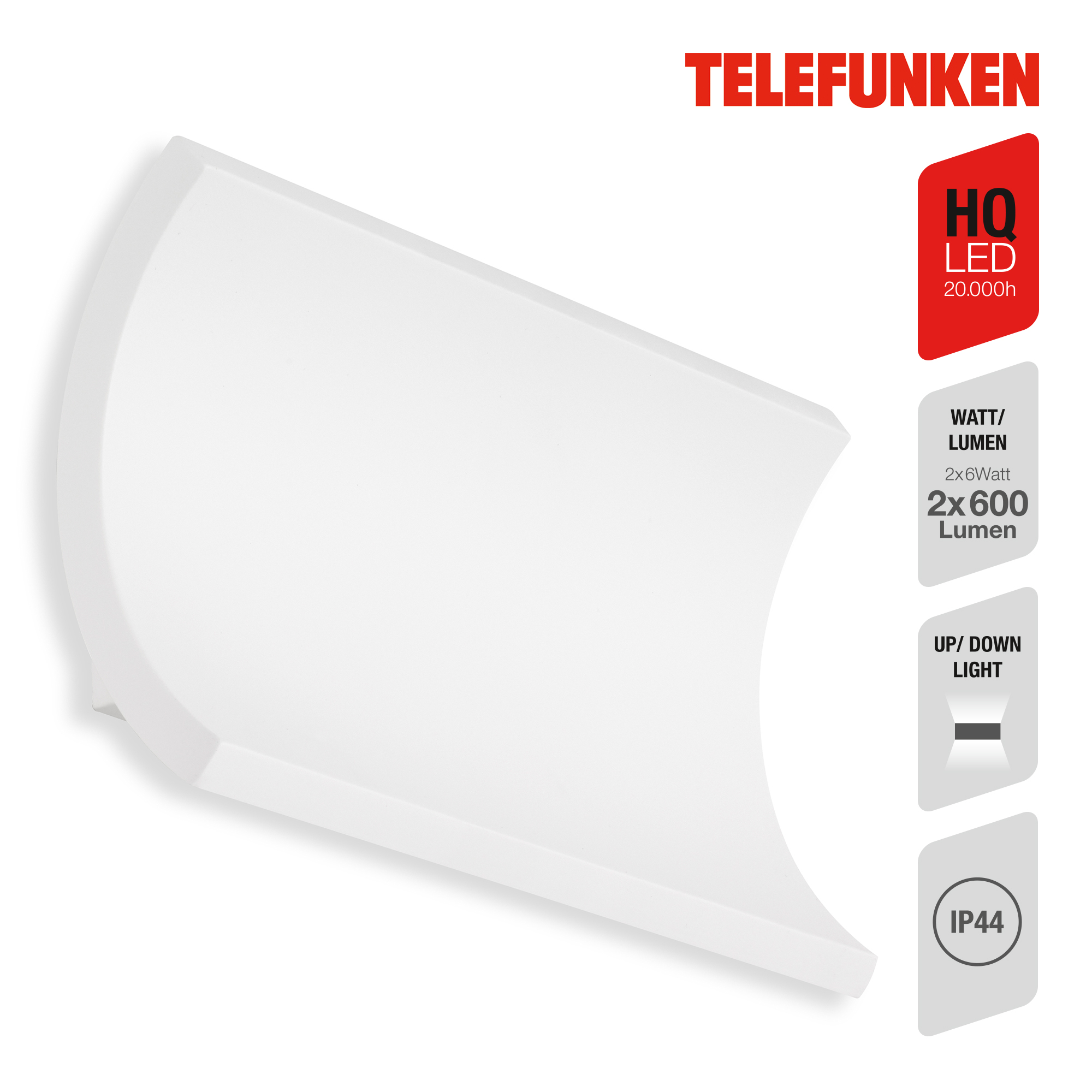 TELEFUNKEN LED Außenwandleuchte, 19,7 cm, 12 W, Weiß