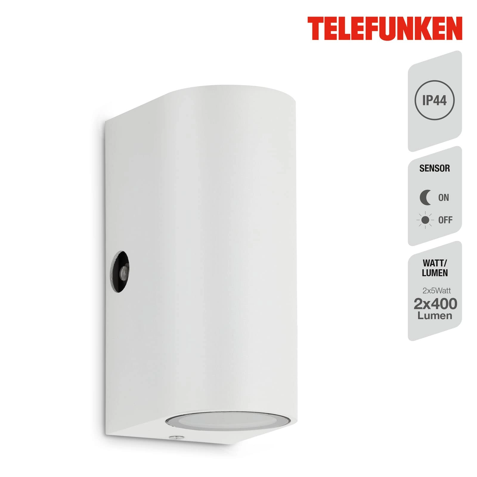 TELEFUNKEN LED Sensor Außenwandleuchte, 15,1 cm, 10 W, Weiß