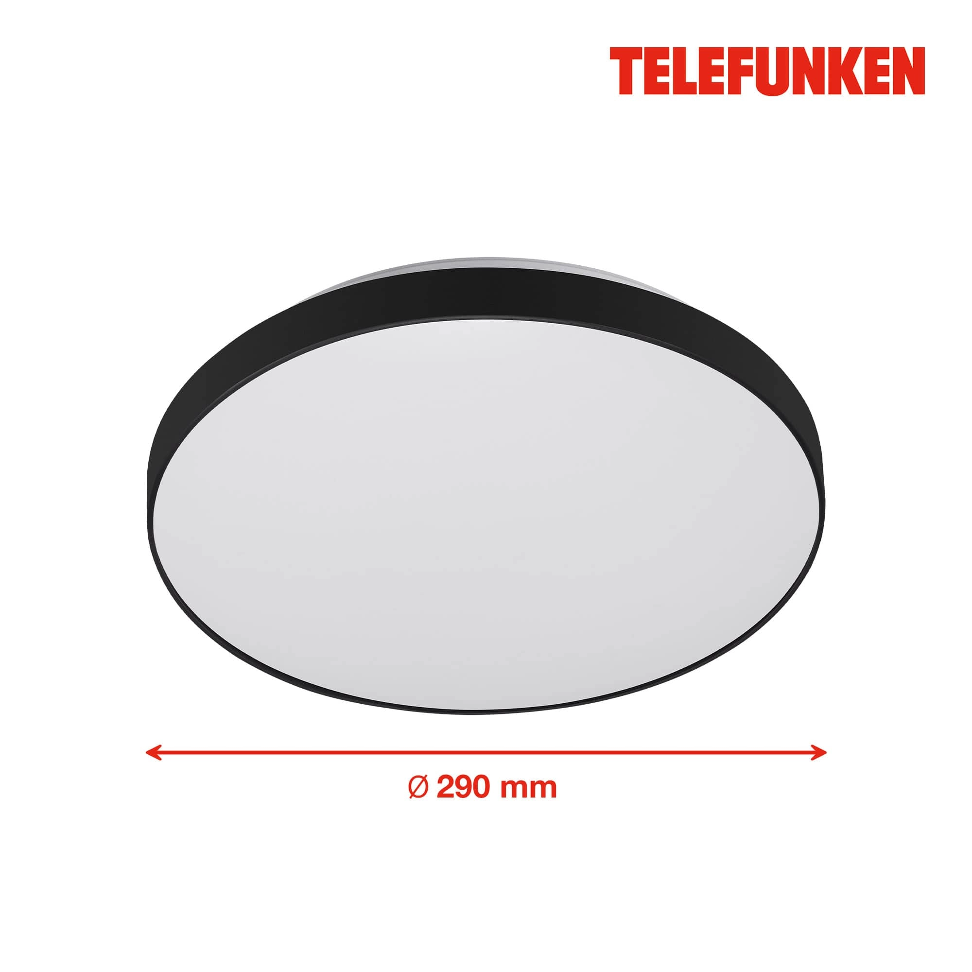 TELEFUNKEN Sensor LED Deckenleuchte, Ø 29 cm, 16 W, Weiß-Schwarz