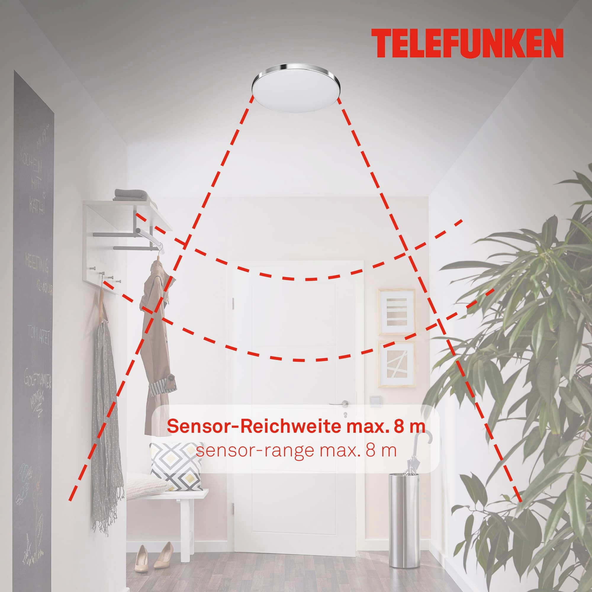 TELEFUNKEN Sensor LED Deckenleuchte, Ø 29 cm, 16 W, Weiß-Chrom