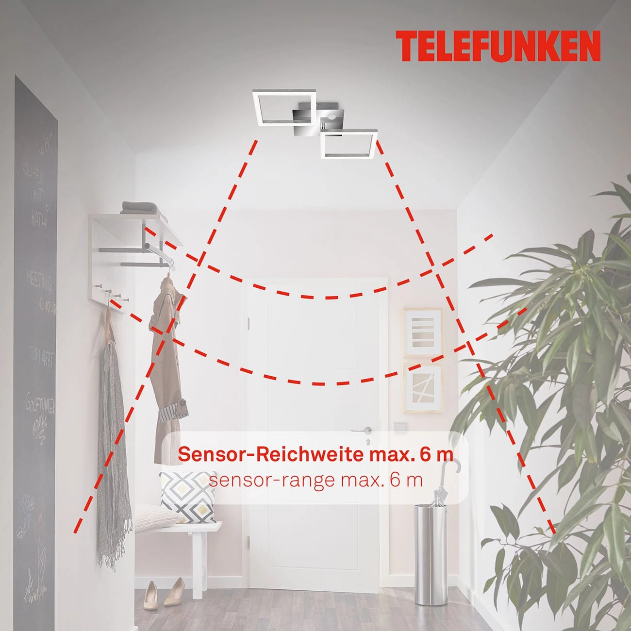 TELEFUNKEN Sensor LED Deckenleuchte, 47 cm, 12 W, Chrom-Alu