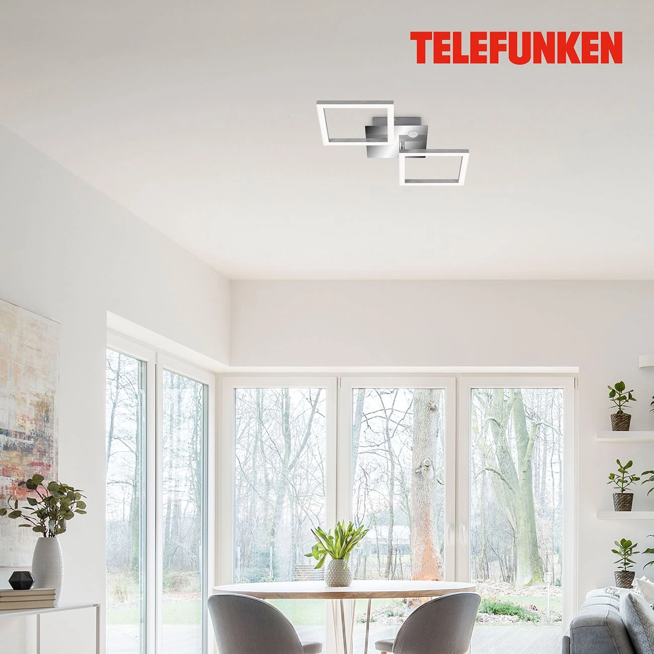 TELEFUNKEN Sensor LED Deckenleuchte, 47 cm, 12 W, Chrom-Alu