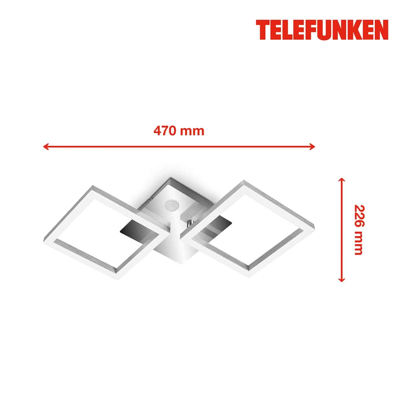 TELEFUNKEN Sensor LED Deckenleuchte, 47 cm, 12 W, Chrom-Alu