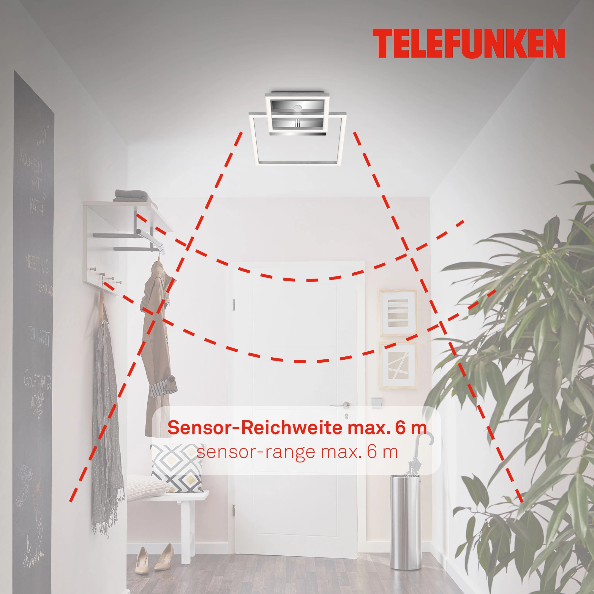 TELEFUNKEN Sensor LED Deckenleuchte, 35,8 cm, 17 W, Chrom-Alu