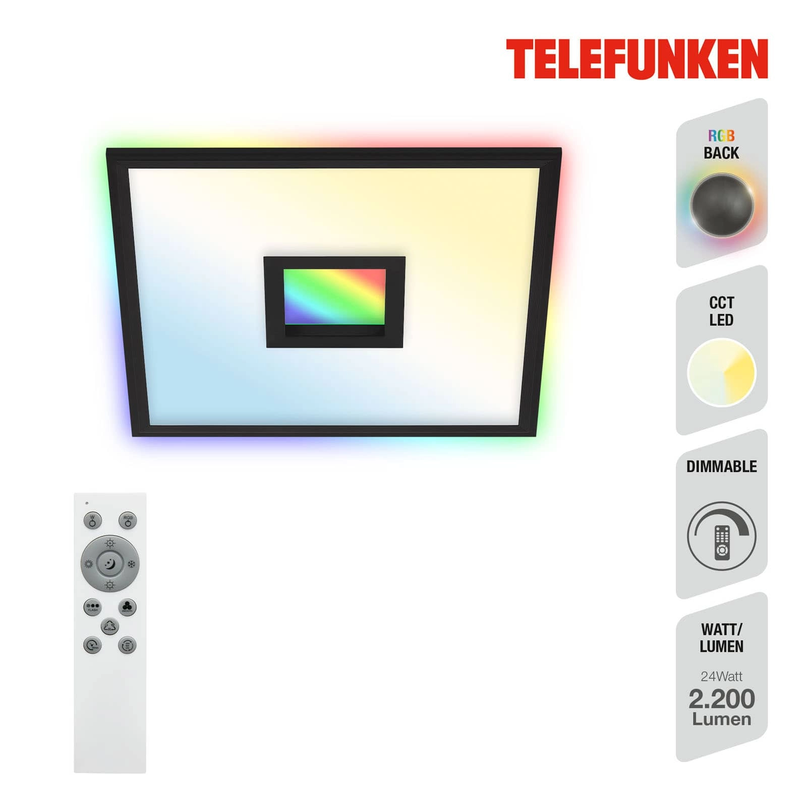 TELEFUNKEN LED Panel, Memory, Fernbedienung, RGB, Timer, Backlight