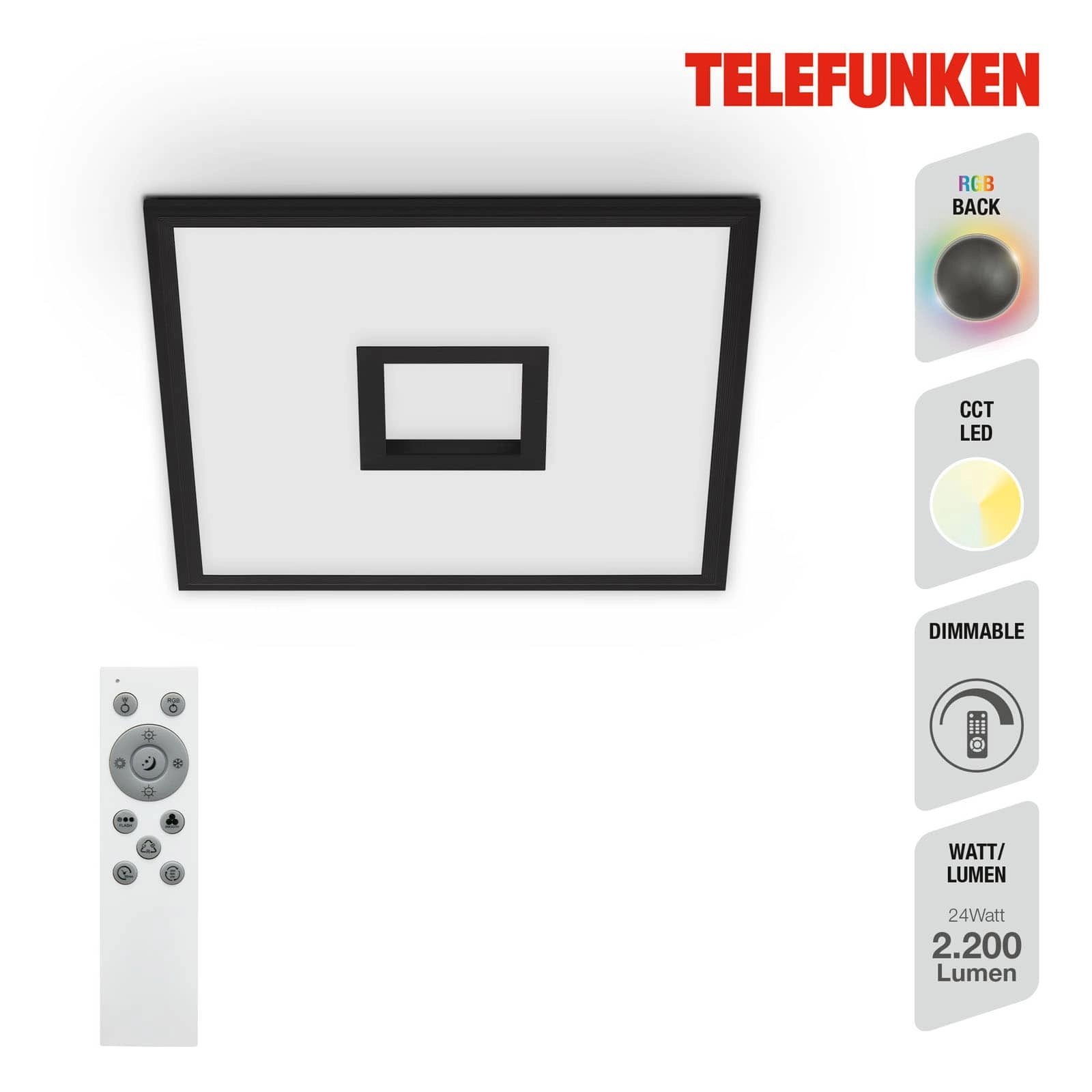 TELEFUNKEN LED Panel, Memory, Fernbedienung, RGB, Timer, Backlight