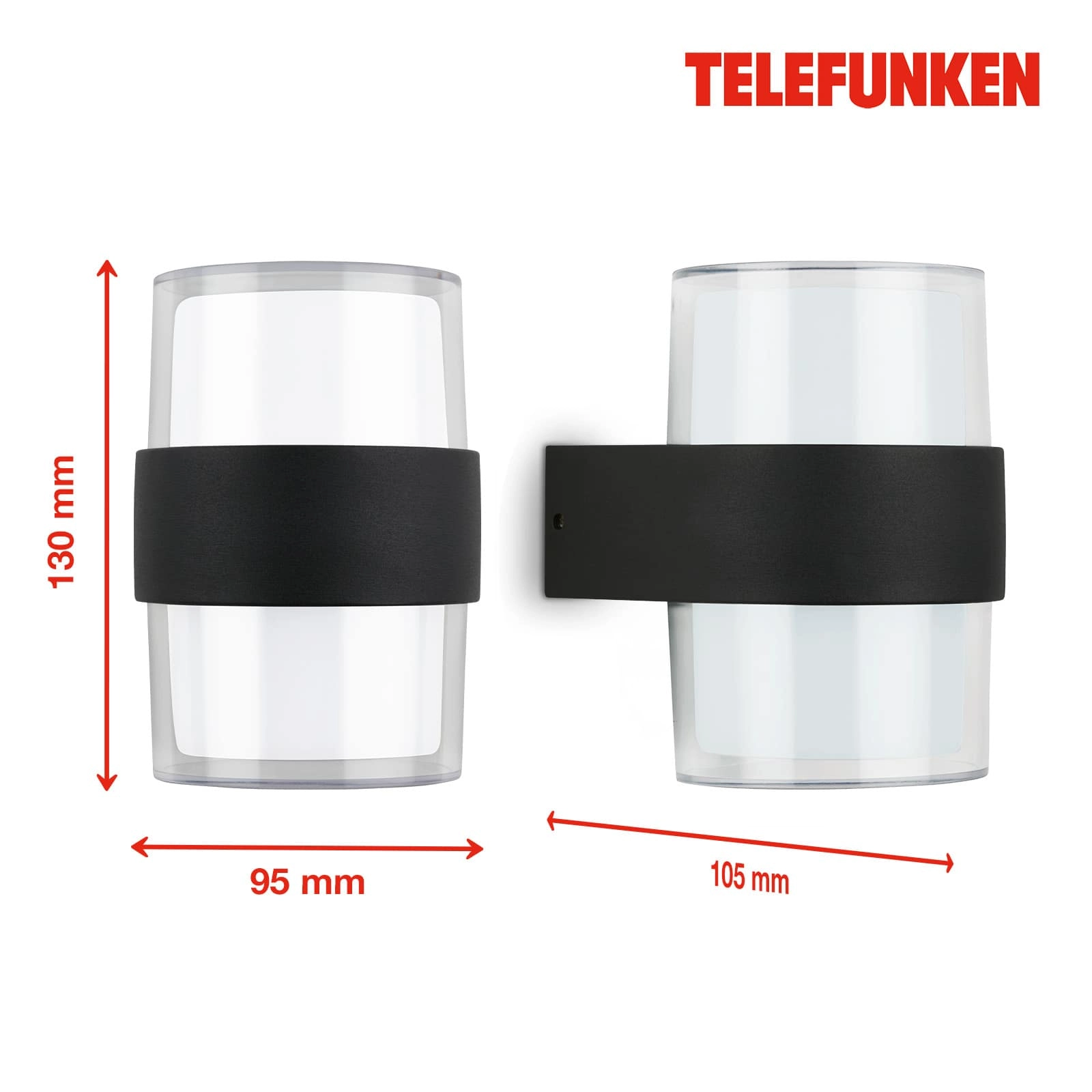 LED Außenleuchte, schwarz, 2xLED/8W