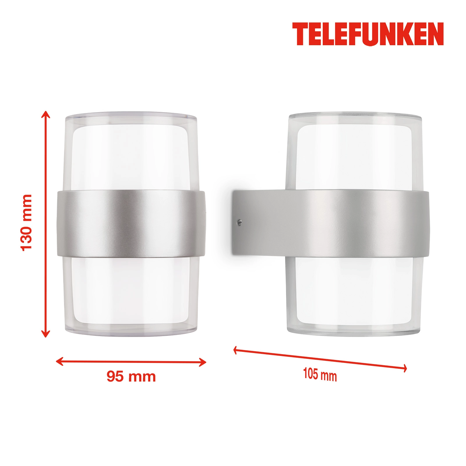 LED Außenleuchte, silber, 2xLED/8W