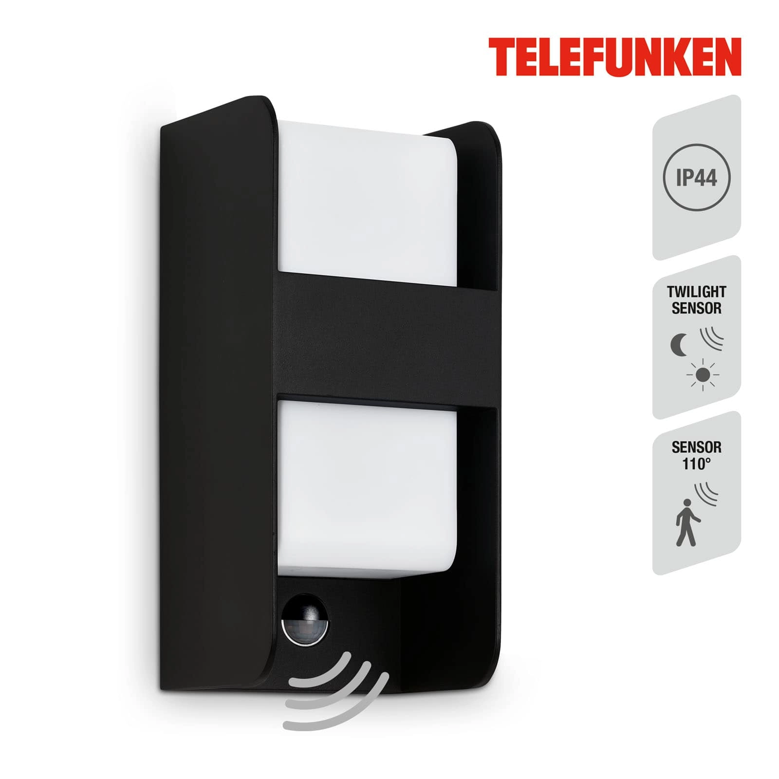 Außenleuchte, Sensor, schwarz, 1xE27 max. 12W exkl.