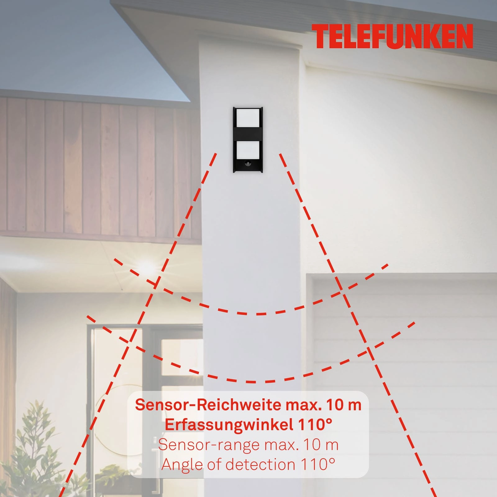 Außenleuchte, Sensor, schwarz, 1xE27 max. 12W exkl.