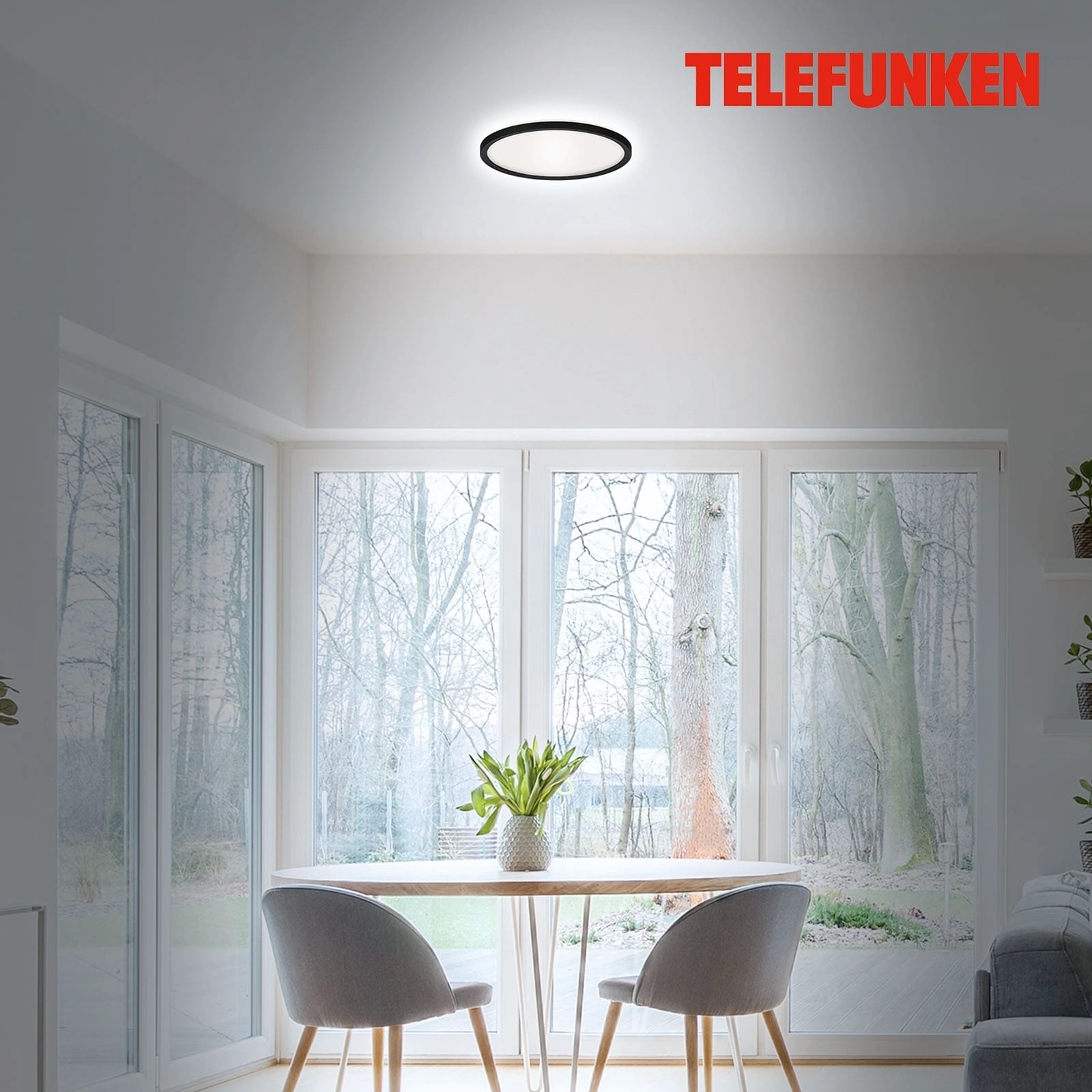 LED Bad-Deckenleuchte, Ø29 cm, 1x LED, 18 W, 2400 lm, schwarz