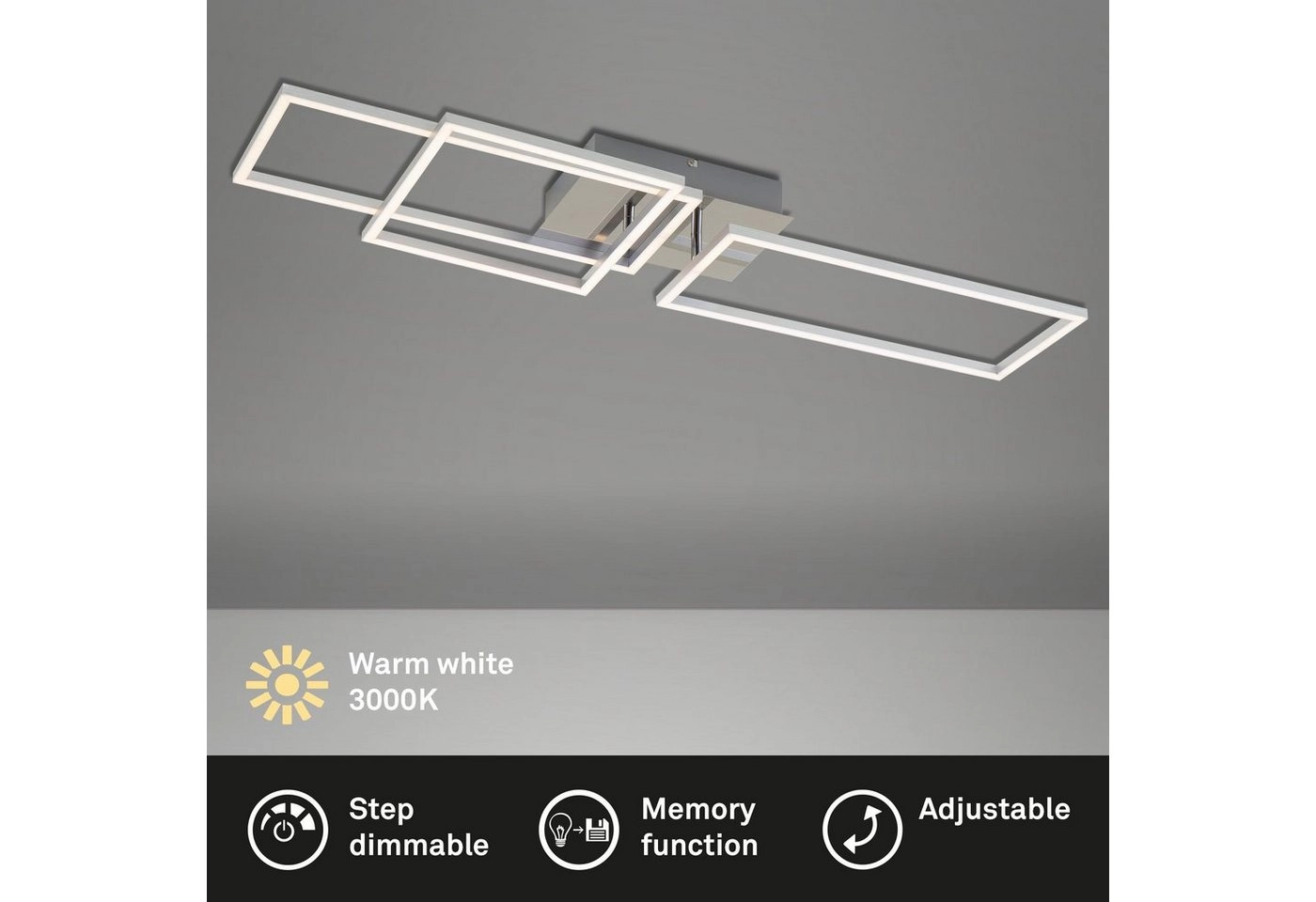 LED Deckenleuchte, 92,8 cm, 43,8 W, Alu-Chrom