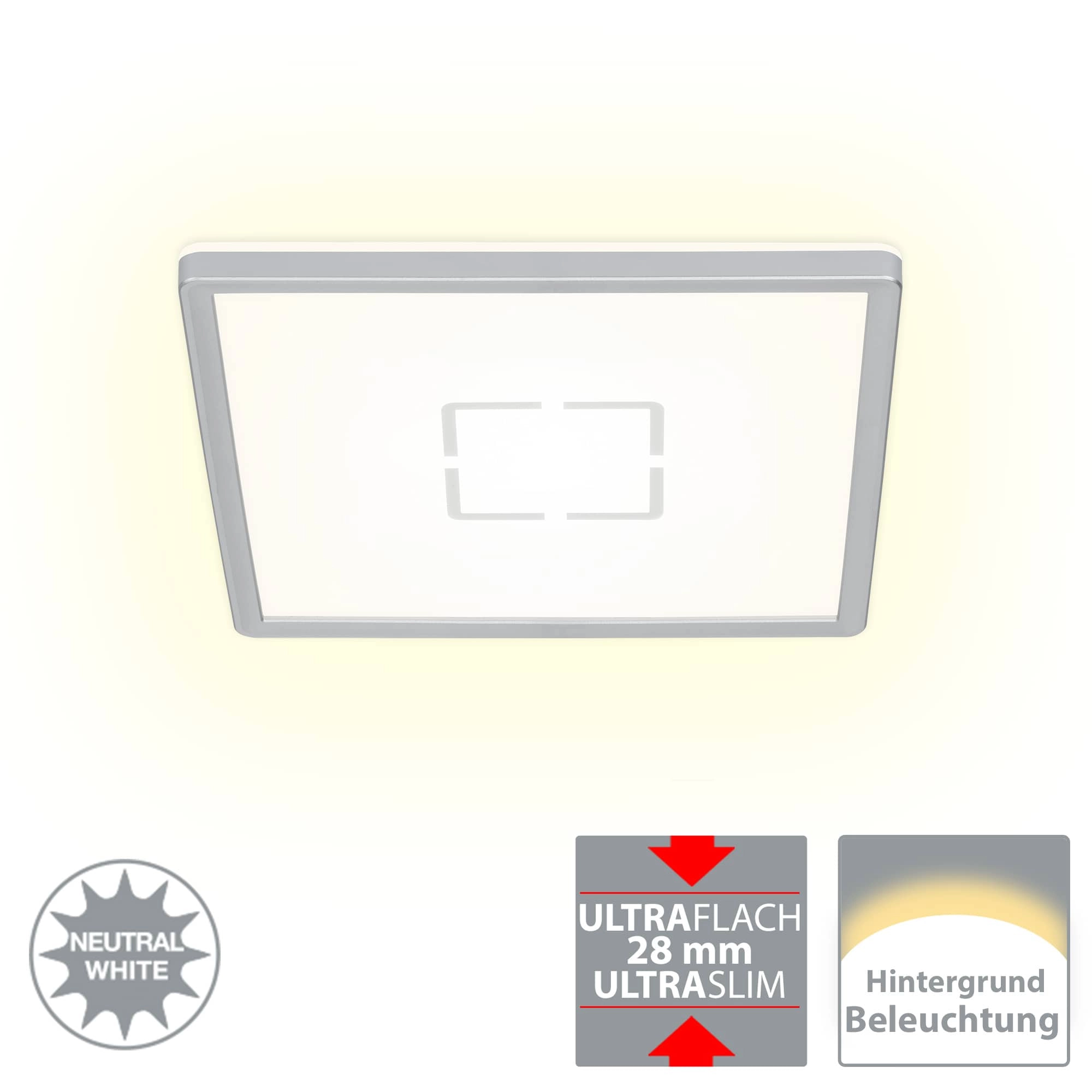 Slim LED Panel, 19 cm, 1400 LUMEN, 12 WATT, Silber
