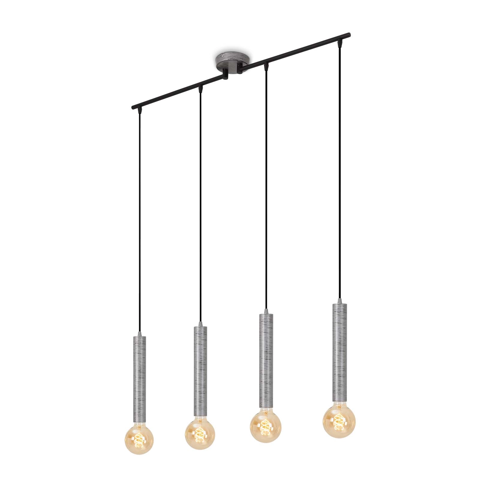 Retro Pendelleuchte, 85 cm, exkl. 4x E27, max. 60 W, antik-silber